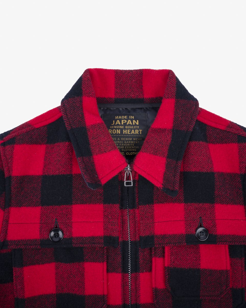 Iron Heart IHW-19-RED Wool Buffalo Check Hunting Jacket - Red