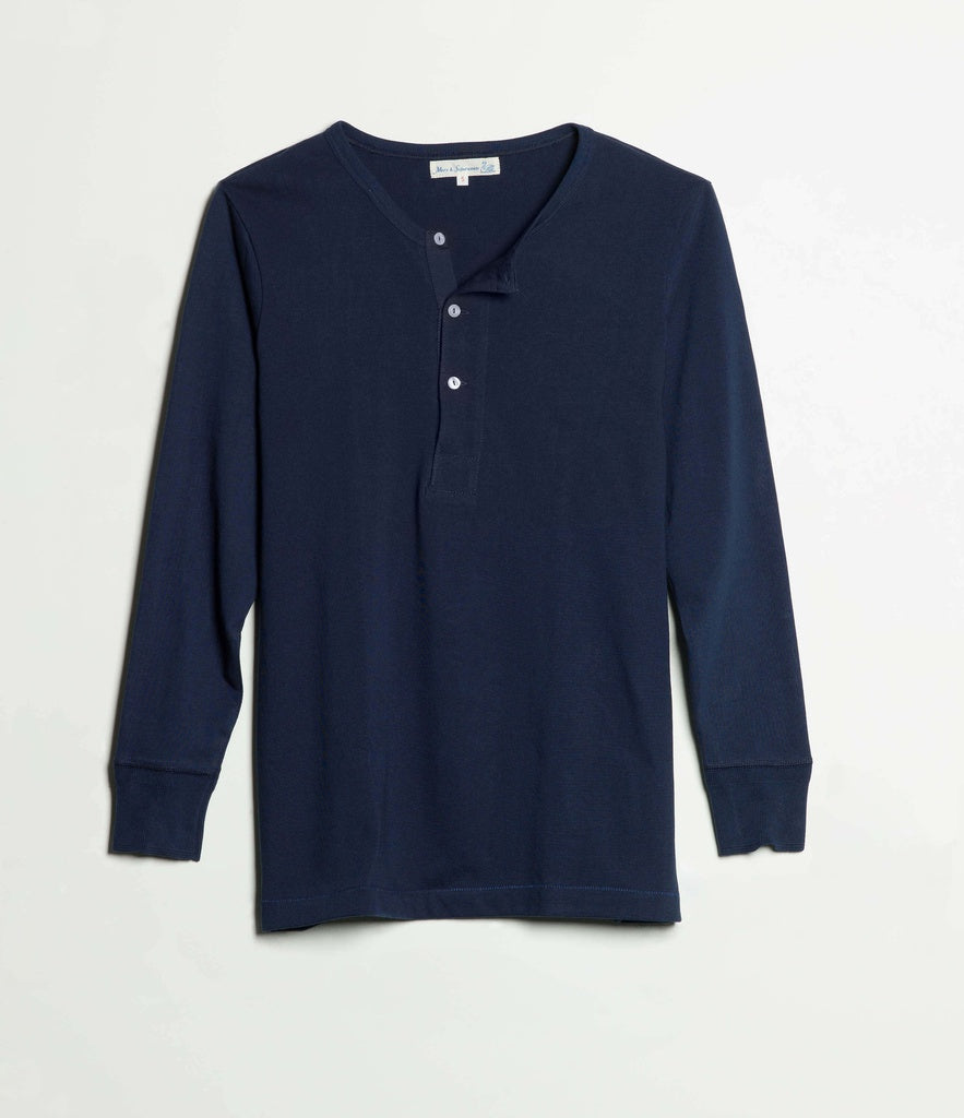 Merz b. Schwanen 206 Henley Long Sleeve - Ink Blue