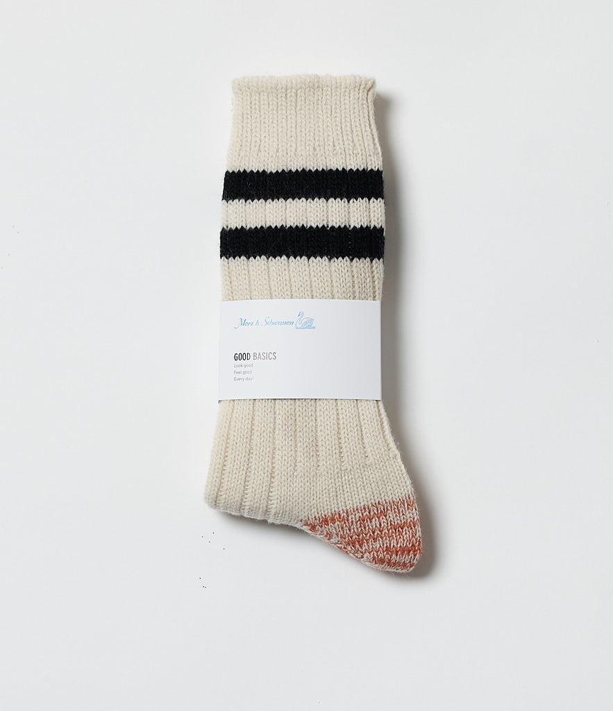 Merz b. Schwanen MW75 Extra Fine Merino Wool Socks - Nature/Black