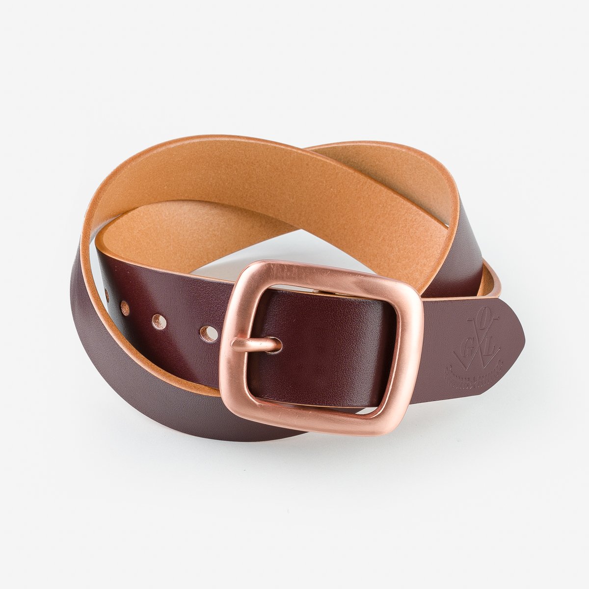 Obbi Good Label Single Prong Garrison Copper Buckle Leather Belt - Hand Dyed Brown