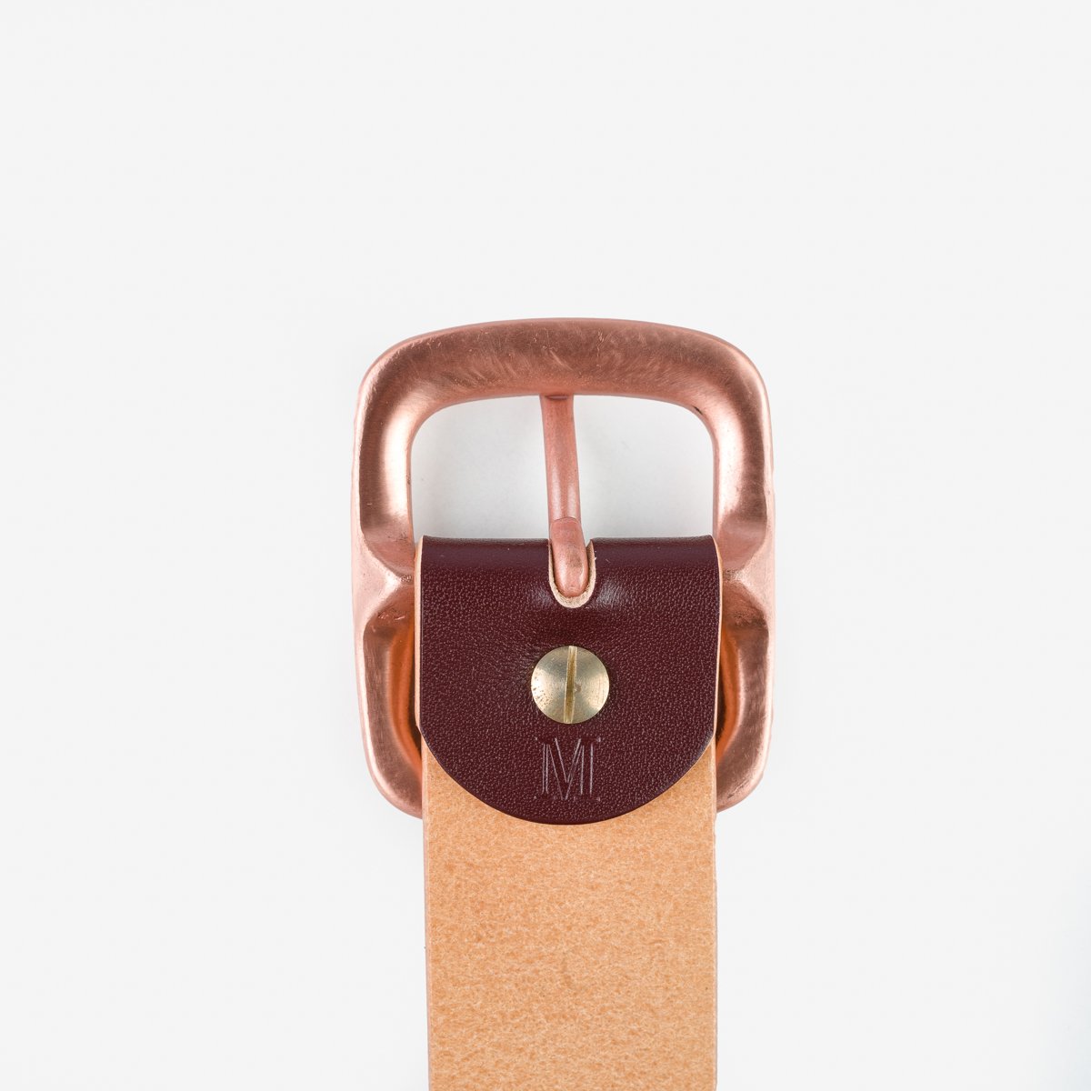 Obbi Good Label Single Prong Garrison Copper Buckle Leather Belt - Hand Dyed Brown