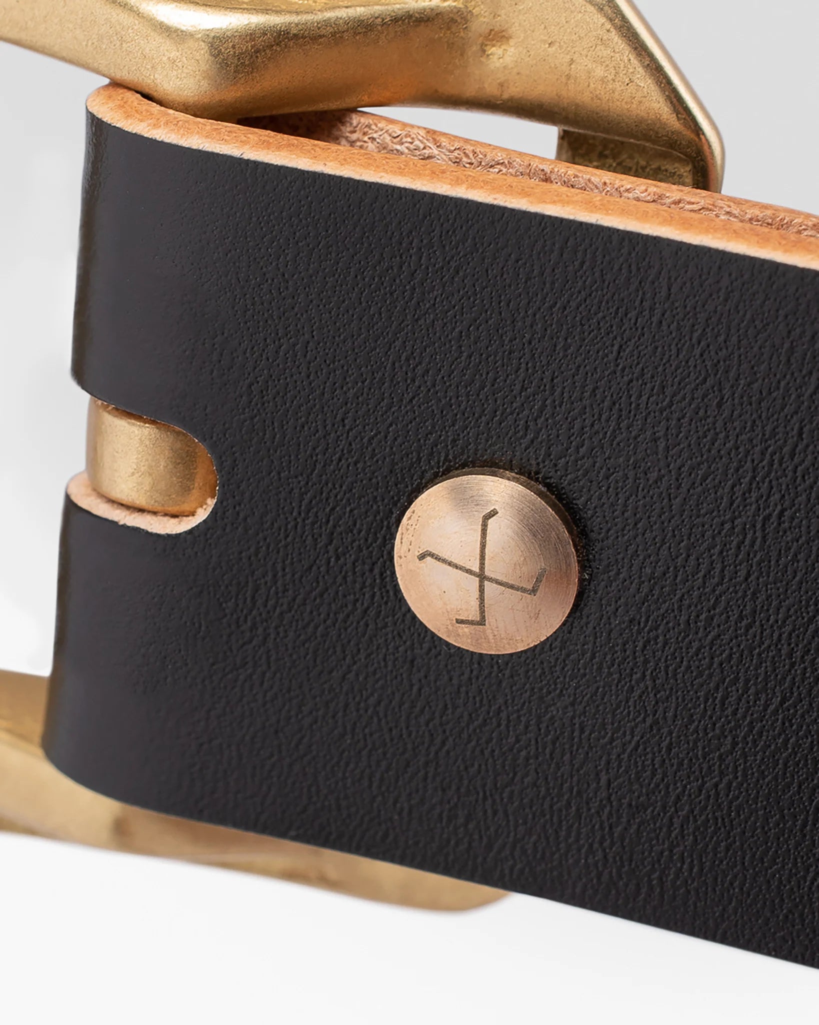 Obbi Good Label Single Prong Garrison Buckle Leather Belt - Hand-Dyed Black