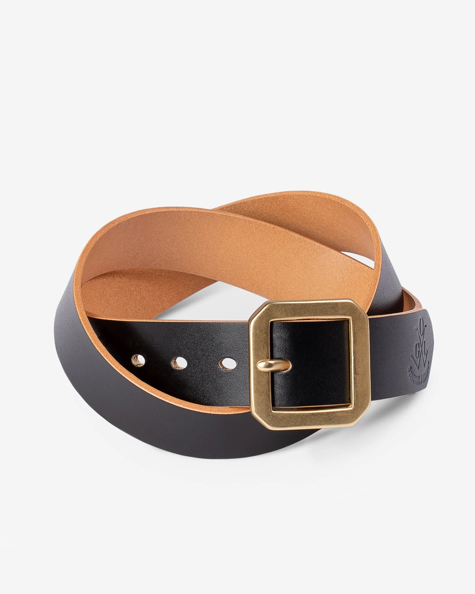 Obbi Good Label Single Prong Garrison Buckle Leather Belt - Hand-Dyed Black