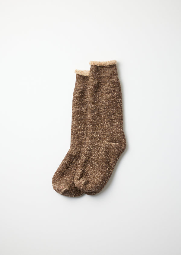 RoToTo R1001BR Double Faced Crew Socks DrkBrown/Brown Franklin & Poe