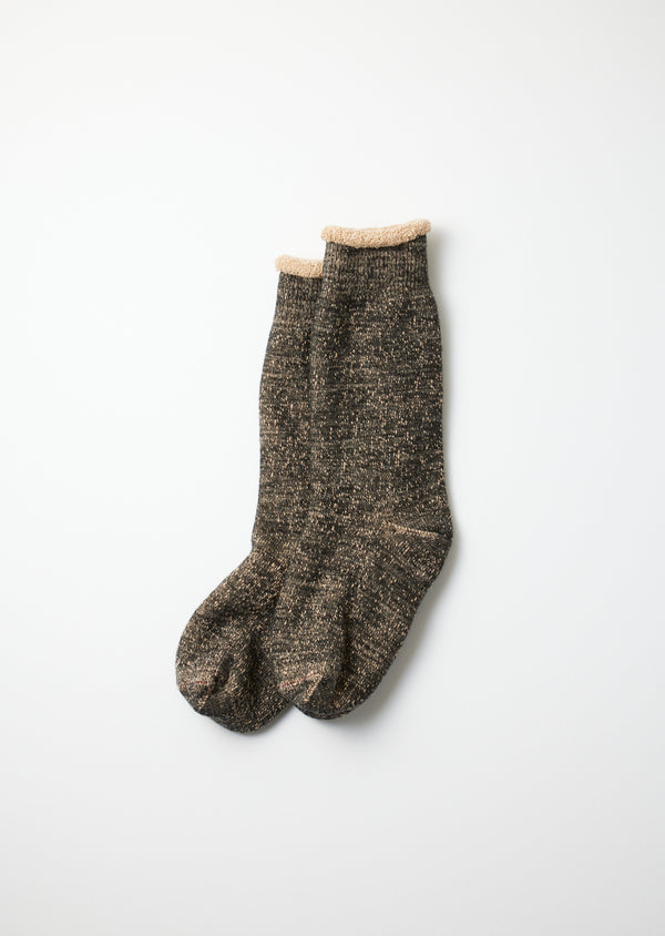 RoToTo R1001BR Double Faced Crew Socks Black/Brown Franklin & Poe