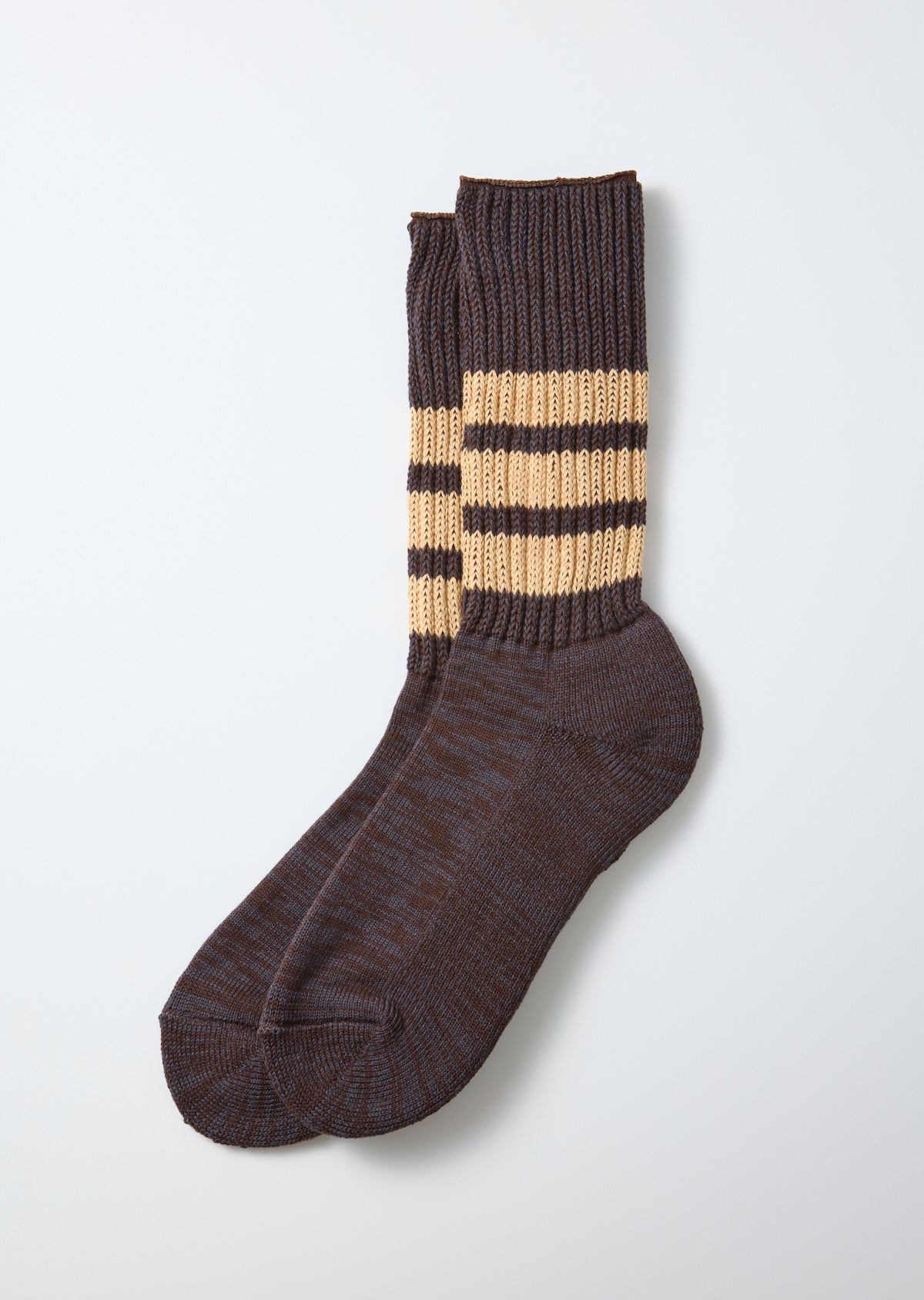 Rototo R1255-CC Coarse Ribbed Crew Socks - Faded Black