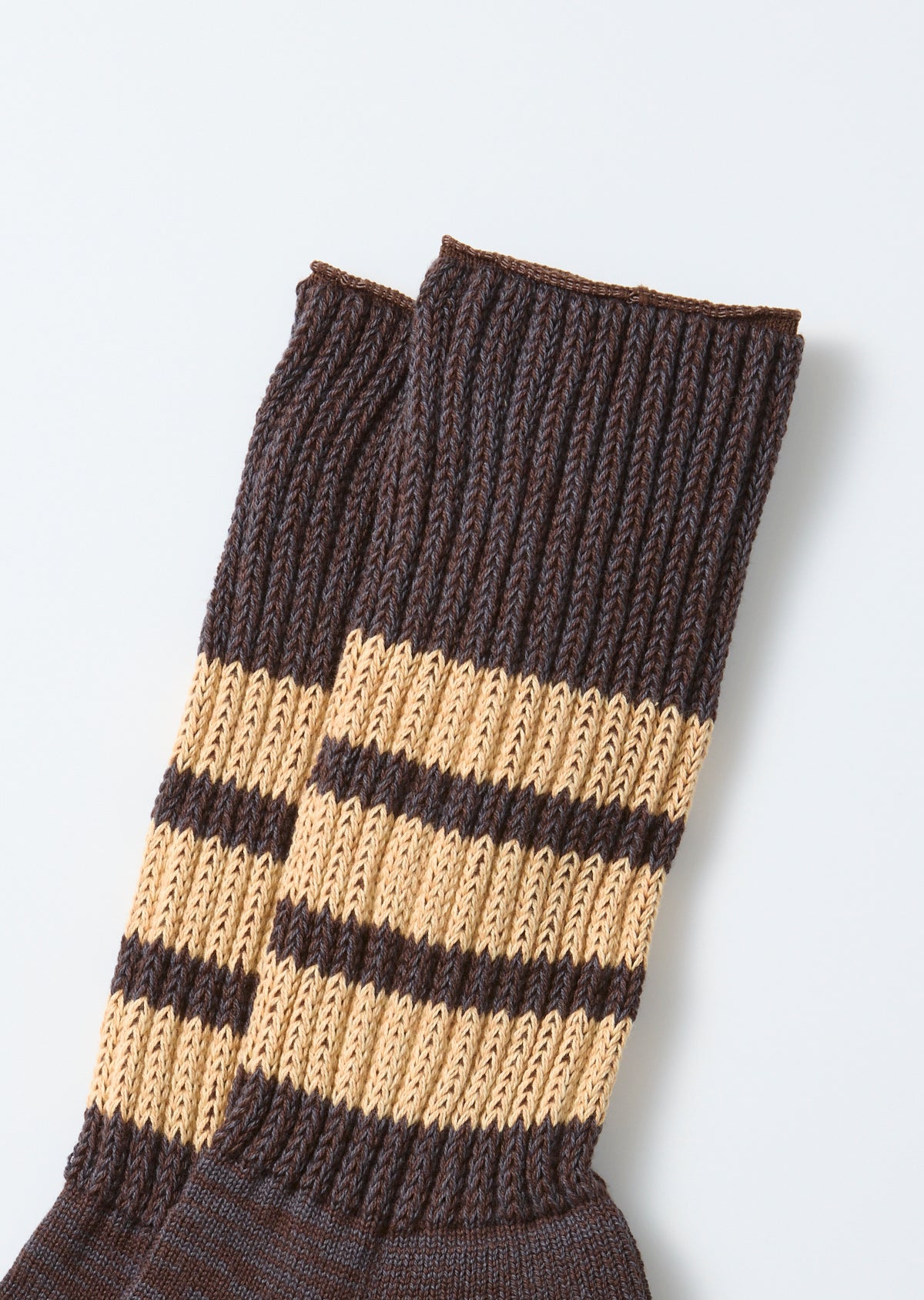 Rototo R1255-CC Coarse Ribbed Crew Socks - Faded Black