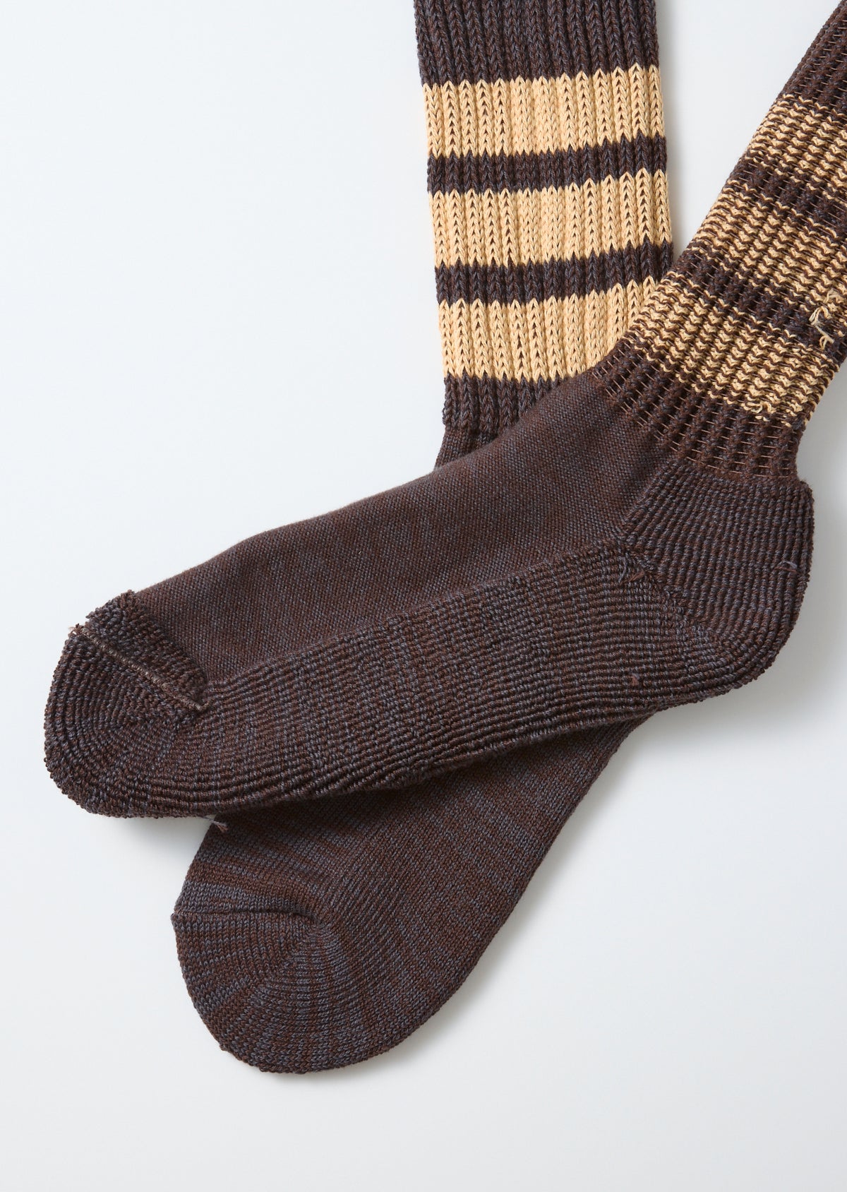Rototo R1255-CC Coarse Ribbed Crew Socks - Faded Black