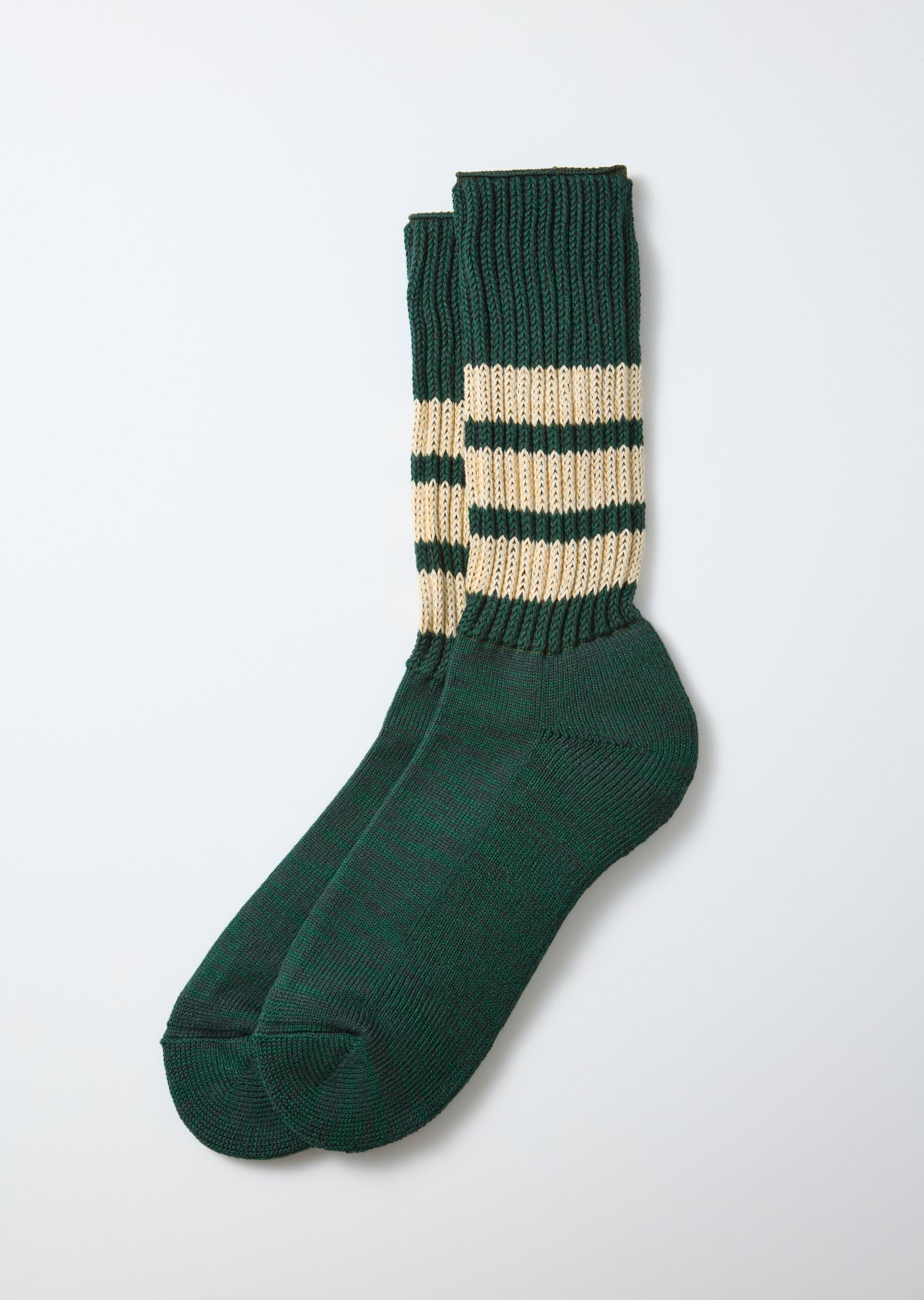 R1255-CC Coarse Ribbed Crew Socks - Green Cream
