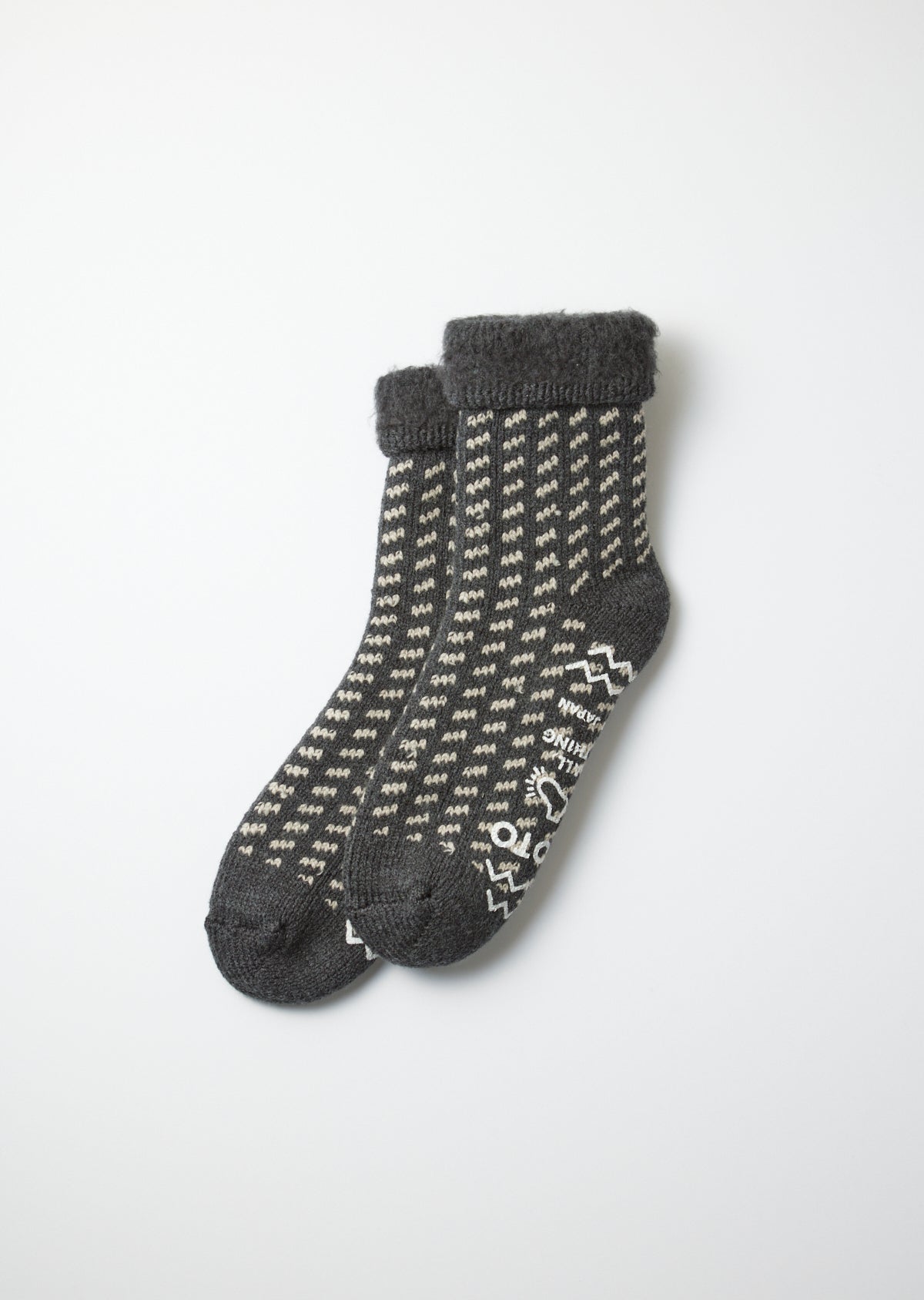 RoToTo R1375 Comfy Room Socks Birds Eye - Charcoal