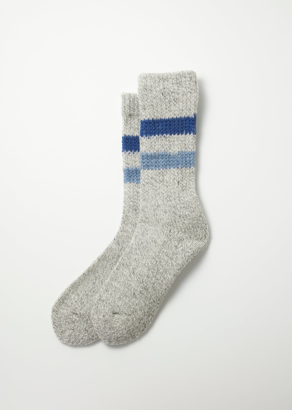 RoToTo R1487 Retro Winter Outdoor Socks - Gray/Blue Stripe