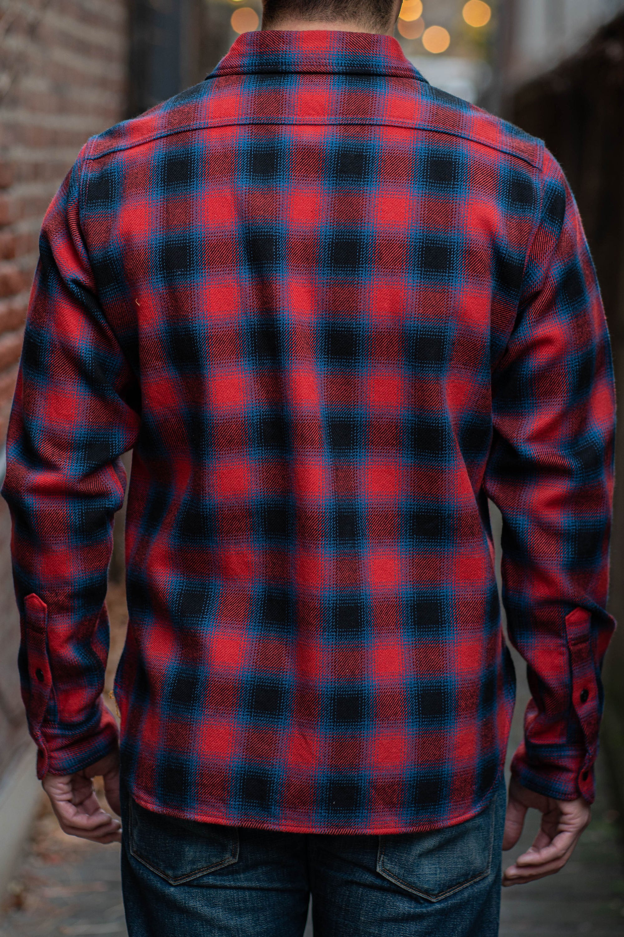 Iron Heart IHSH-379-RED - Ultra Heavy Flannel Ombré Check Work Shirt - Red