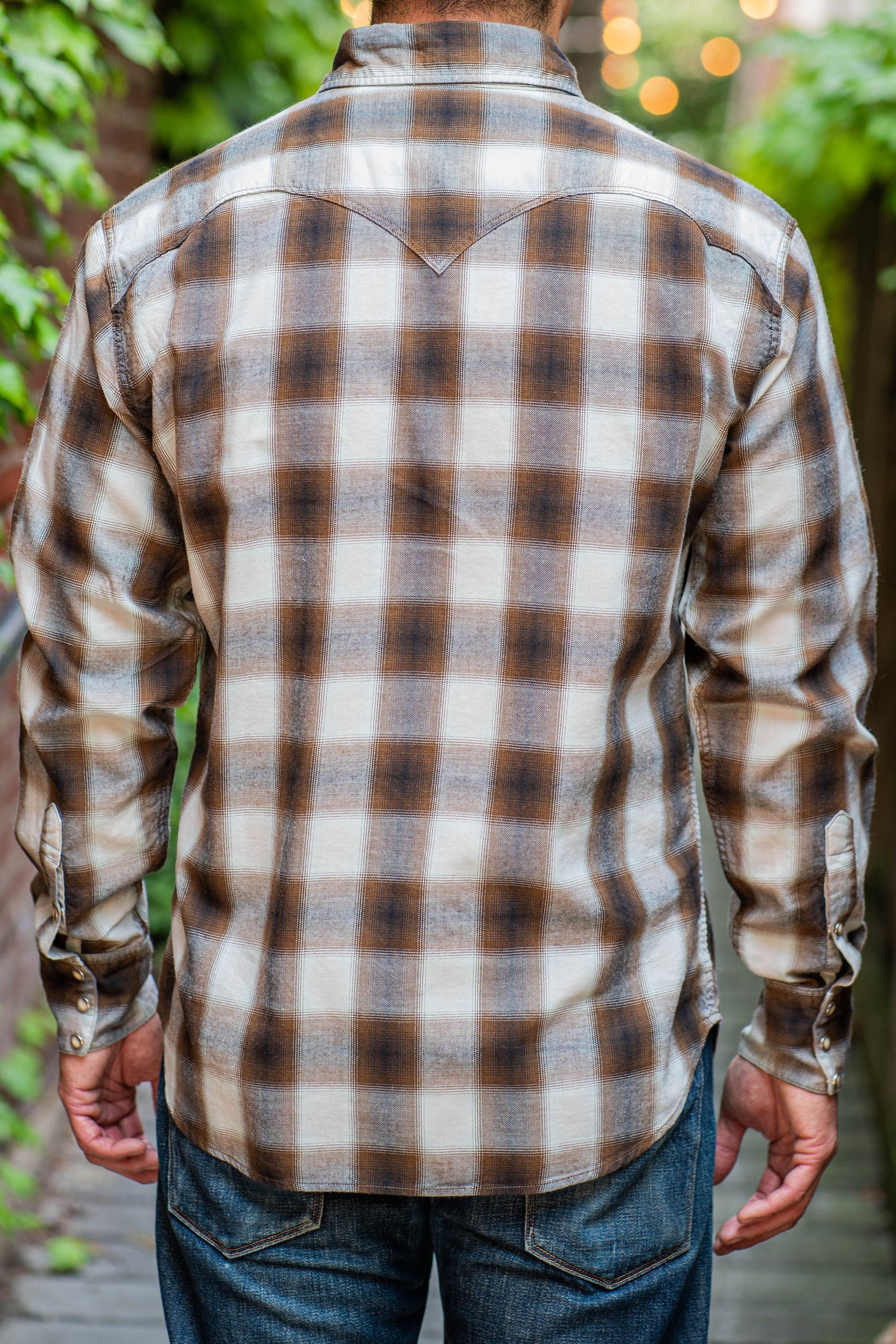 Stevenson Overall Co. Cody Shirt - White x Brown