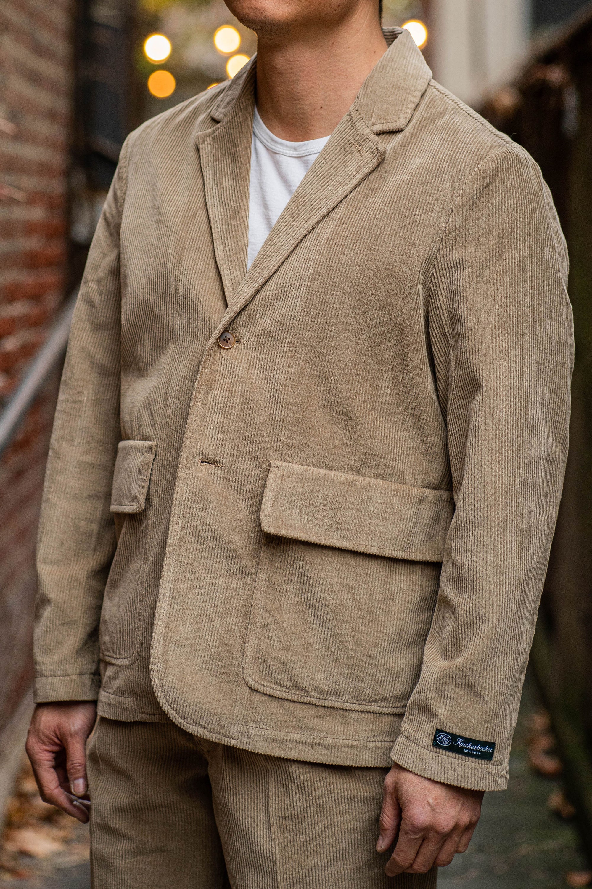 Knickerbocker Corduroy Town Suit Jacket - Khaki