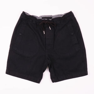Freenote Cloth Deck Shorts - Black. laid on back