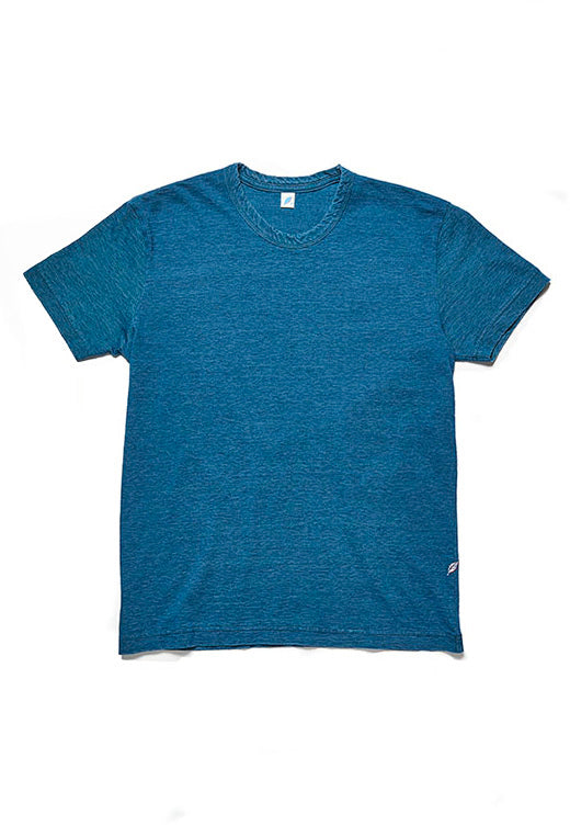 Pure Blue Japan SS-5011-GRE Indigo Jersey Crew Neck T-shirt - Greencast Indigo