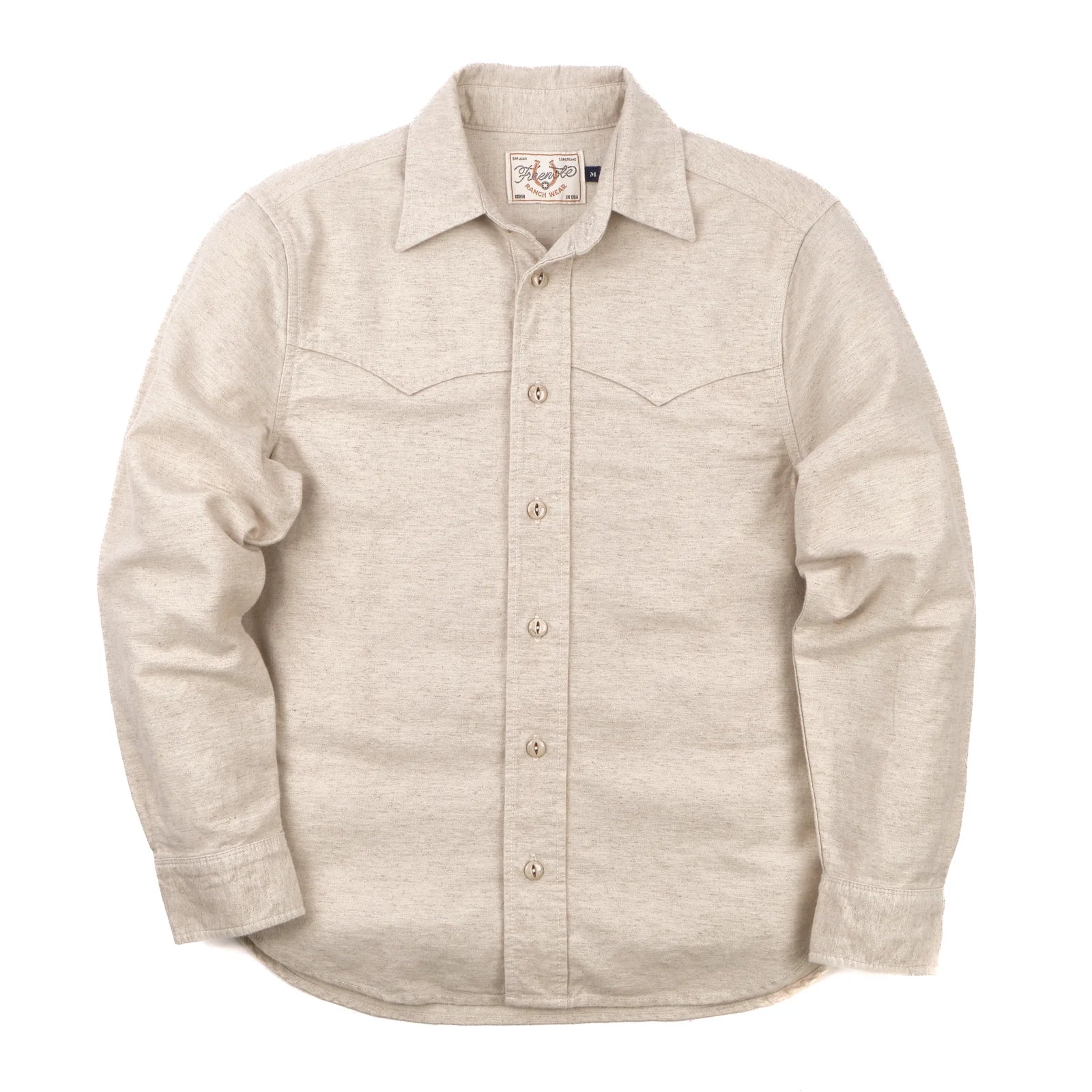 Freenote Cloth Huntsman - Natural Nep laid flat on white from the front