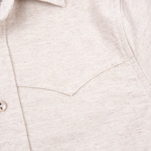 Freenote Cloth Huntsman - Natural Nep laid flat close up on front yoke