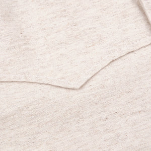Freenote Cloth Huntsman - Natural Nep laid flat yoke detail and stitching 