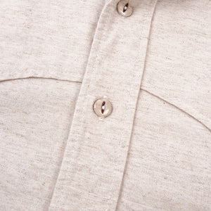 Freenote Cloth Huntsman - Natural Nep laid flat close up on buttons 