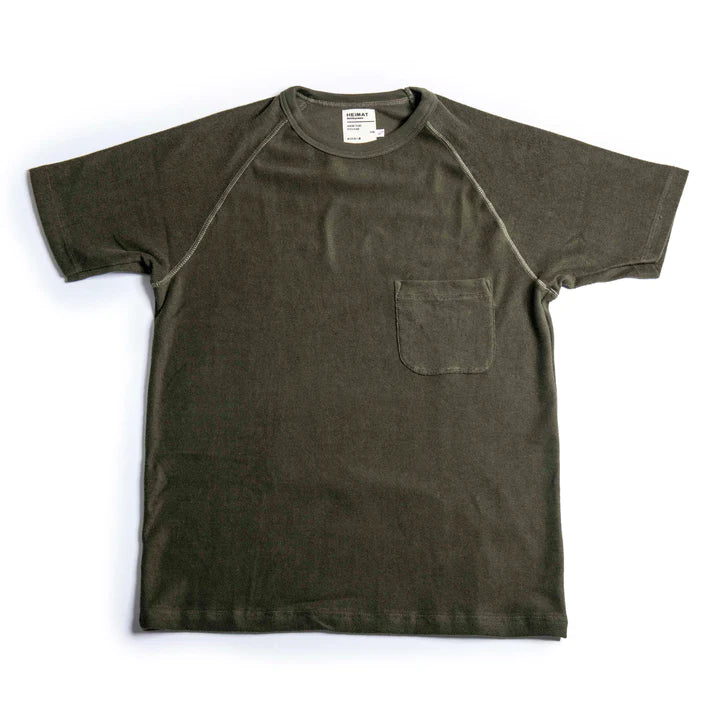 Heimat Textil Raglan Terry Pocket T-Shirt - Military Green