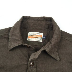 Wells shirt, laid flat on white close up on collar and top buttons