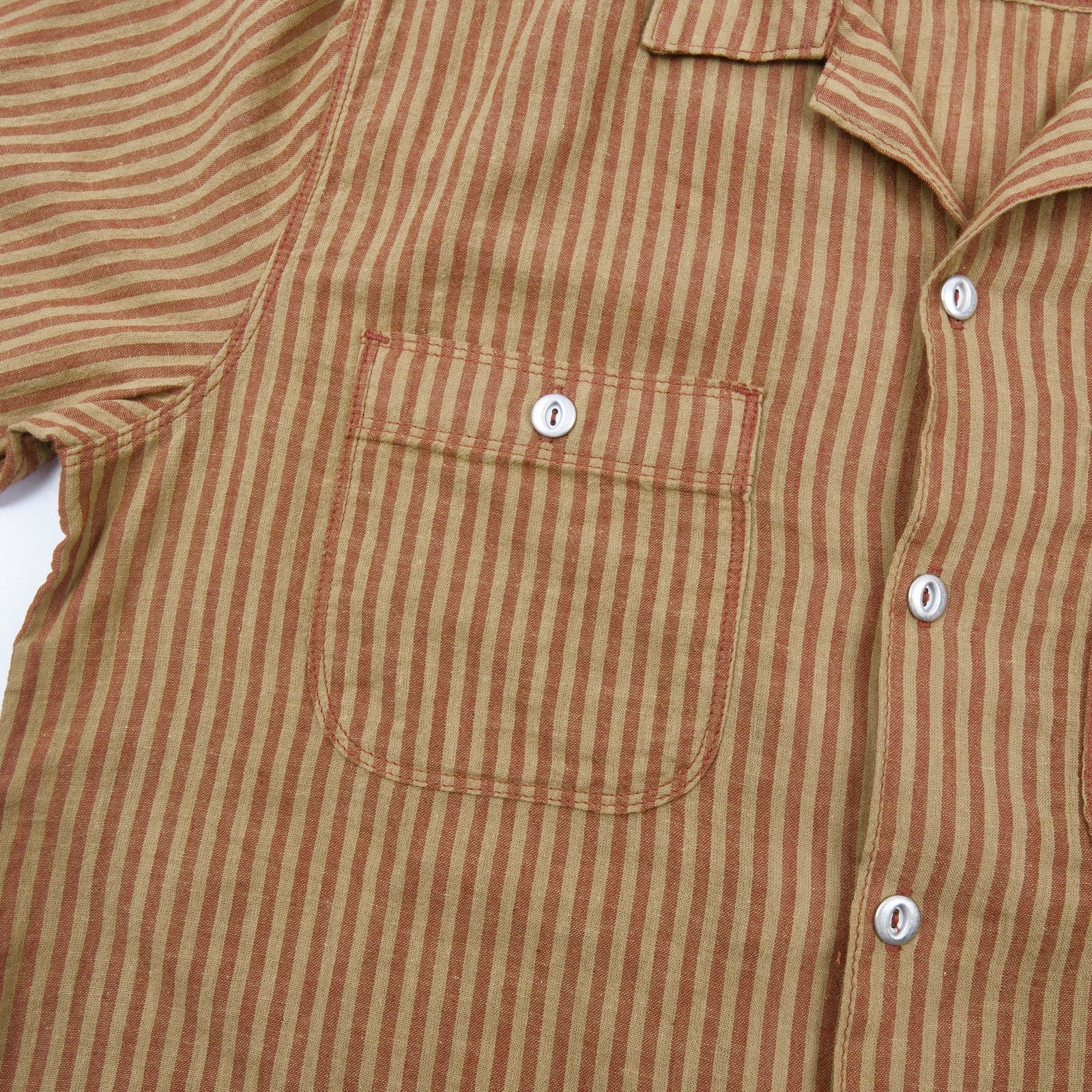 Freenote Cloth Dayton S/S - Terracotta Stripe