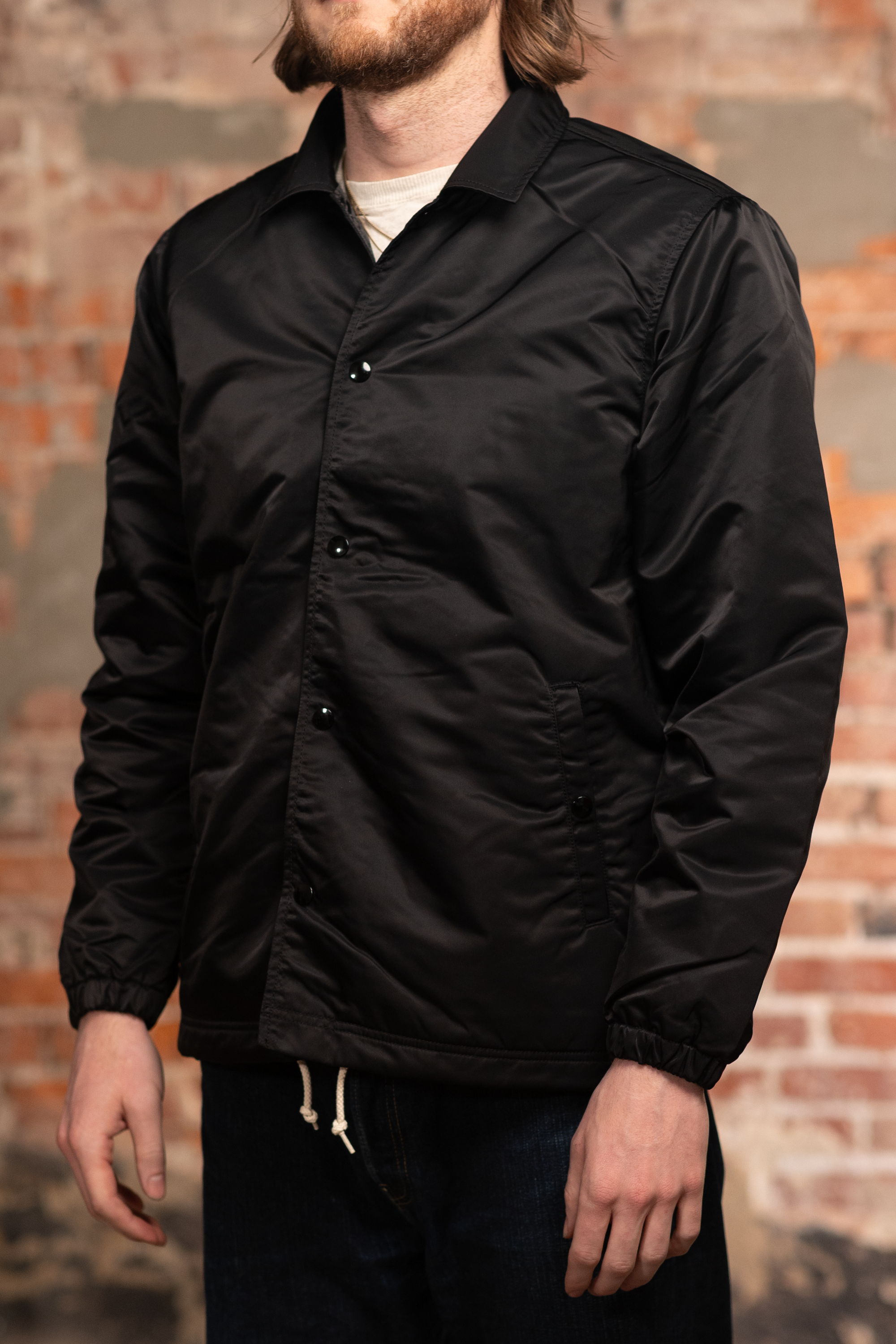 Iron Heart IHJ-160-BLK-NP 4.8oz Nylon Coach Jacket - Black (No Patch)