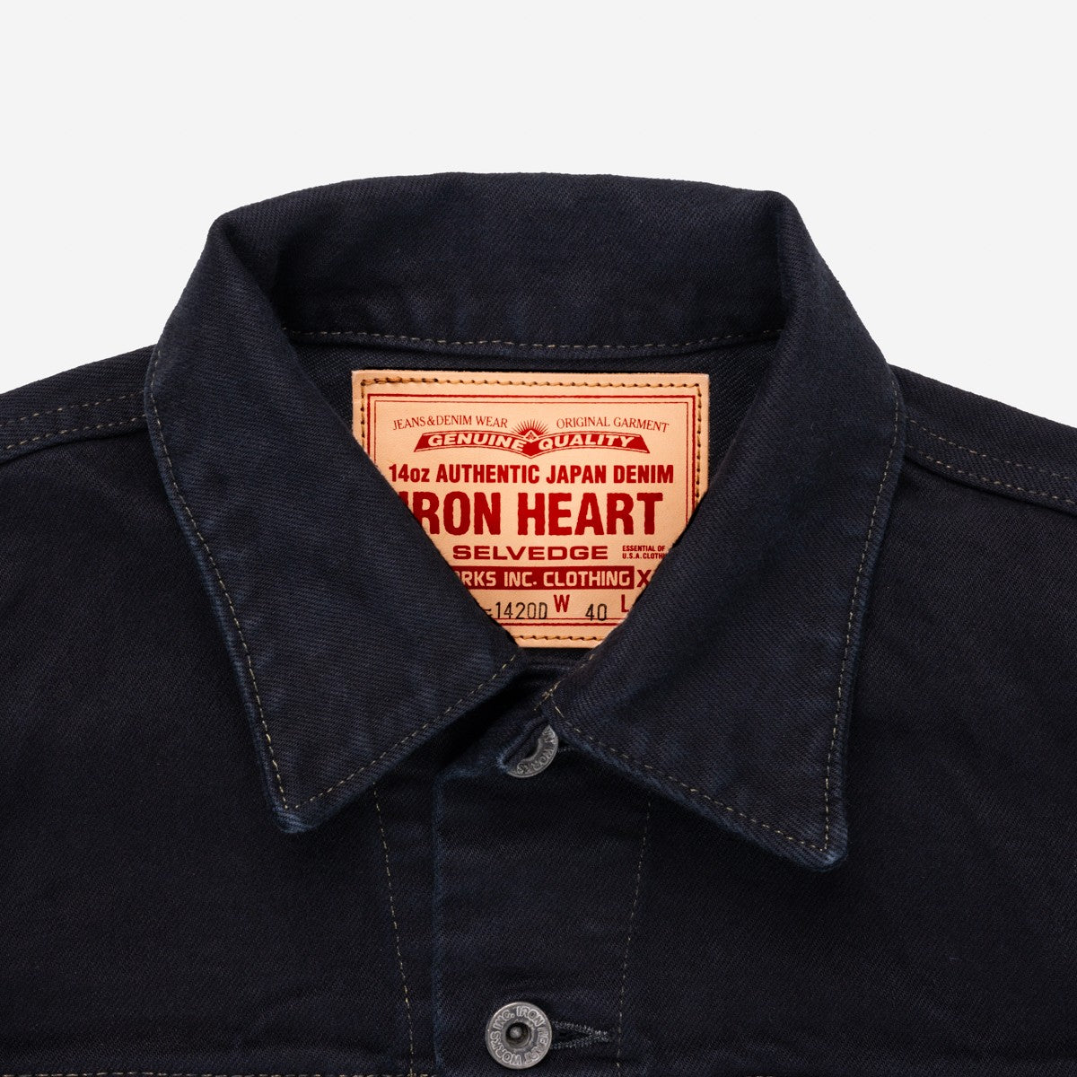 Iron Heart IH-526-142OD 14oz Selvedge Denim Modified Type III Jacket - Indigo Overdyed Black