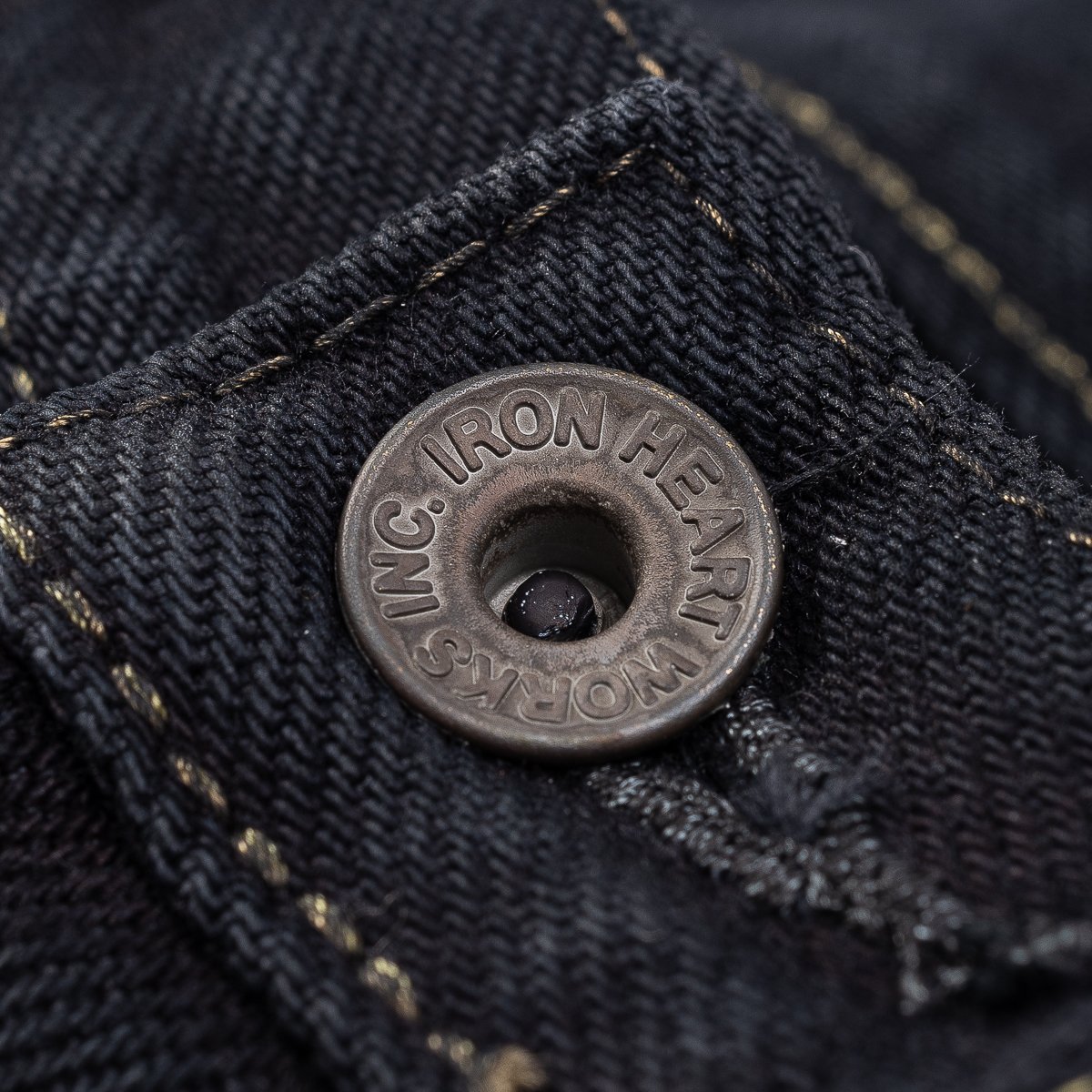 Iron Heart IH-634S-B 21oz Selvedge Denim Straight Cut Jeans - Indigo Overdyed Black