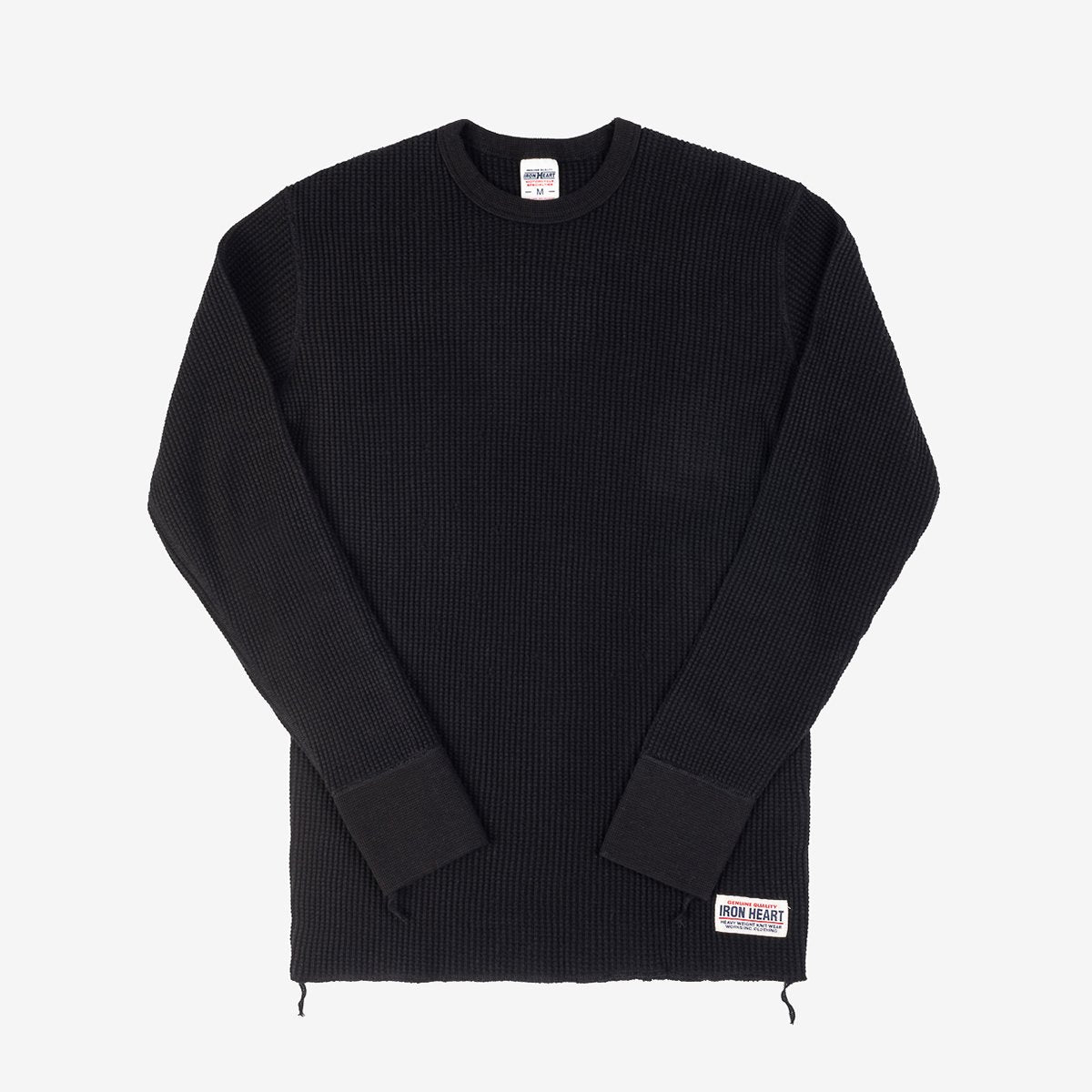 Iron Heart IHTL-1301 Waffle Knit Long Sleeved Crew Neck Thermal Top - Black