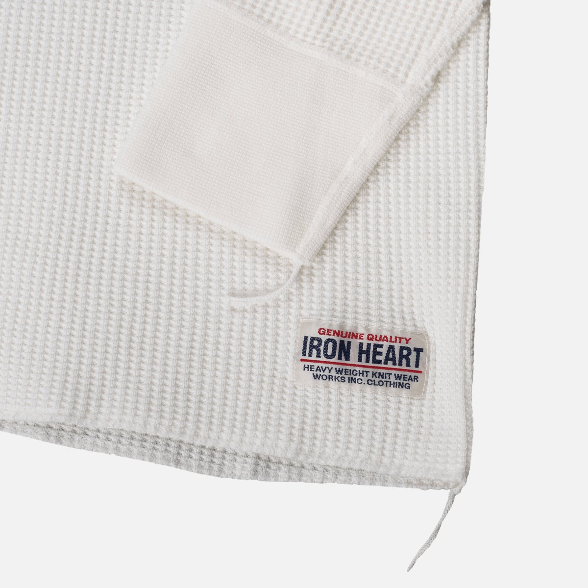 Iron Heart IHTL-1301 Waffle Knit Long Sleeved Crew Neck Thermal Top - White