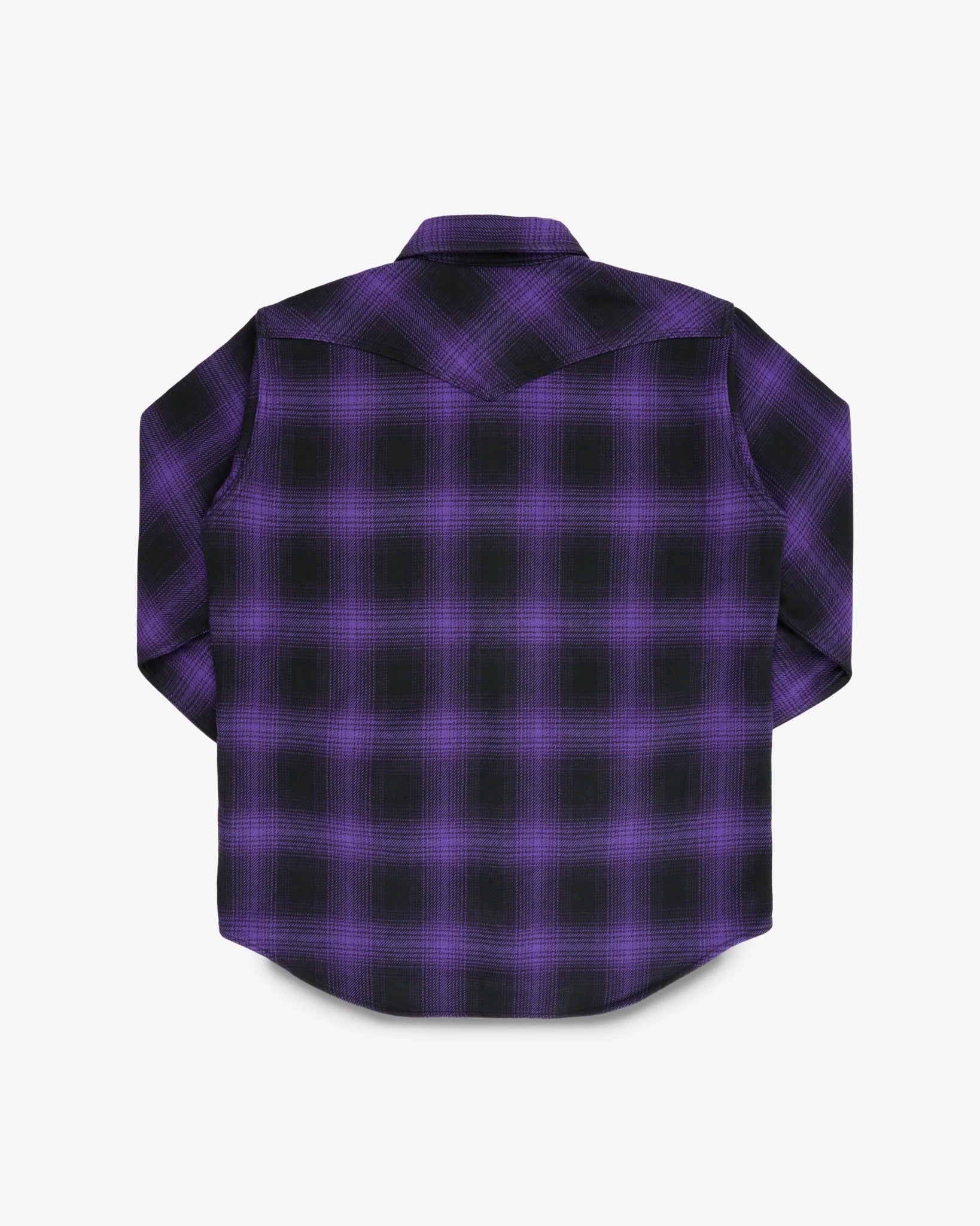 Iron Heart IHSH-264-PUR - Ultra Heavy Flannel Ombré Check Western Shirt - Purple/Black