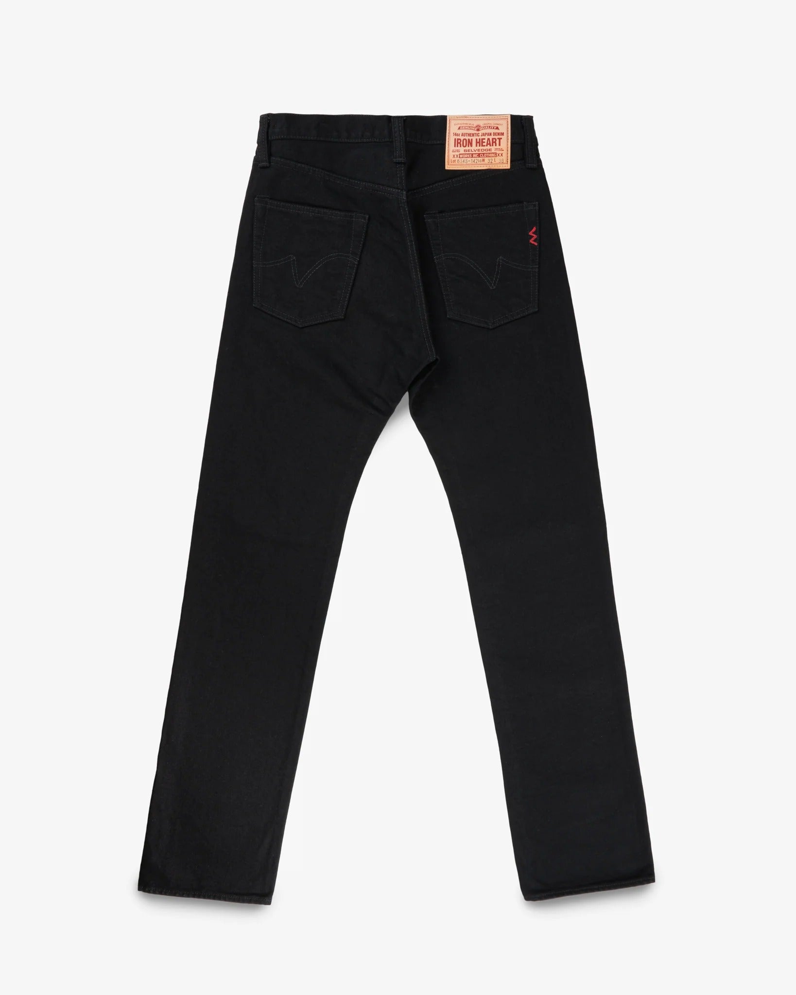 Iron Heart IH-634S-142bb 14oz Selvedge Denim Straight Cut Jeans - Black/Black