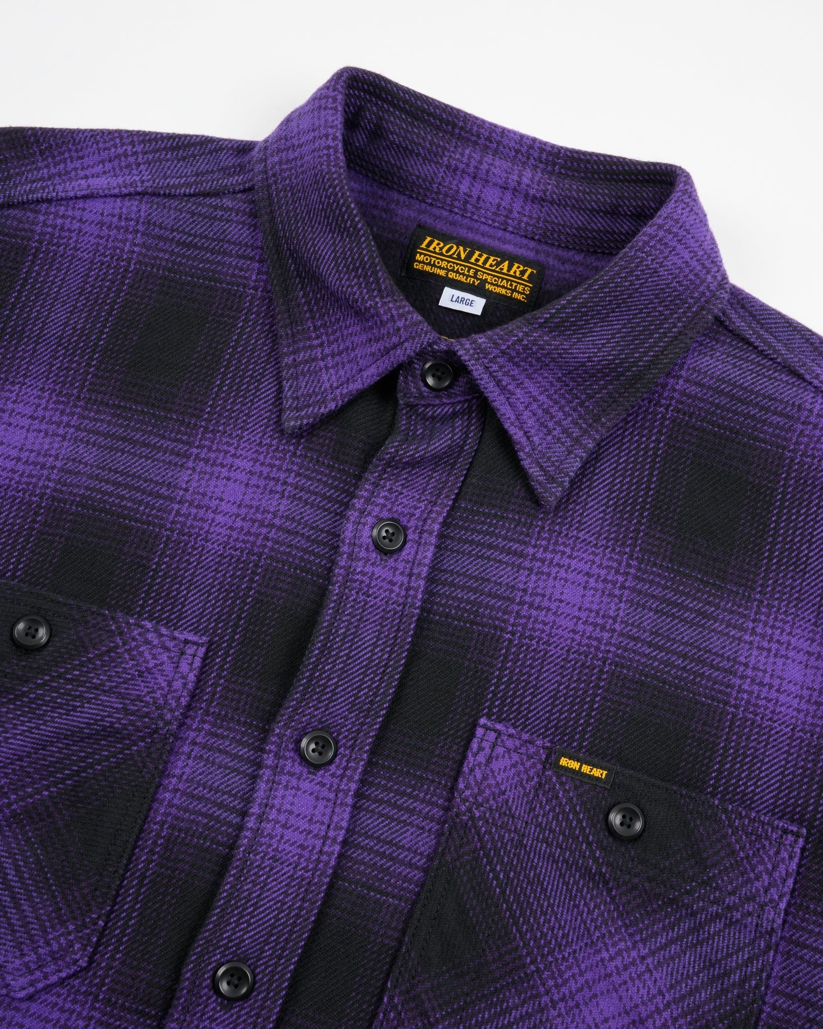 Iron Heart IHSH-265-PUR - Ultra Heavy Flannel Ombré Check Work Shirt - Purple/Black