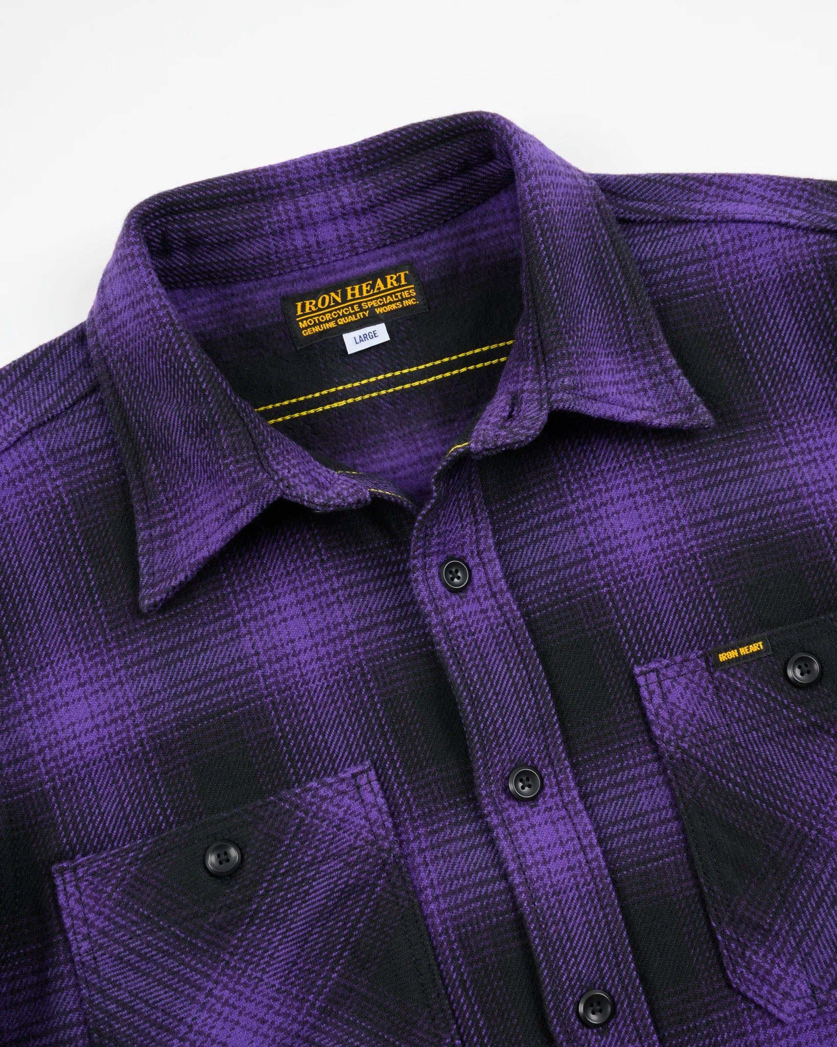 Iron Heart IHSH-265-PUR - Ultra Heavy Flannel Ombré Check Work Shirt - Purple/Black