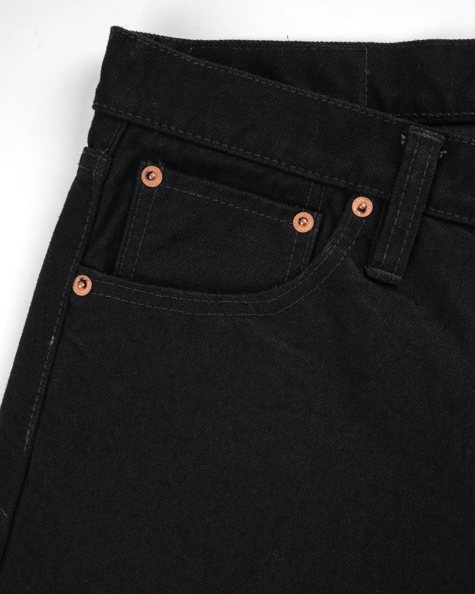 Iron Heart IH-634S-142bb 14oz Selvedge Denim Straight Cut Jeans - Black/Black