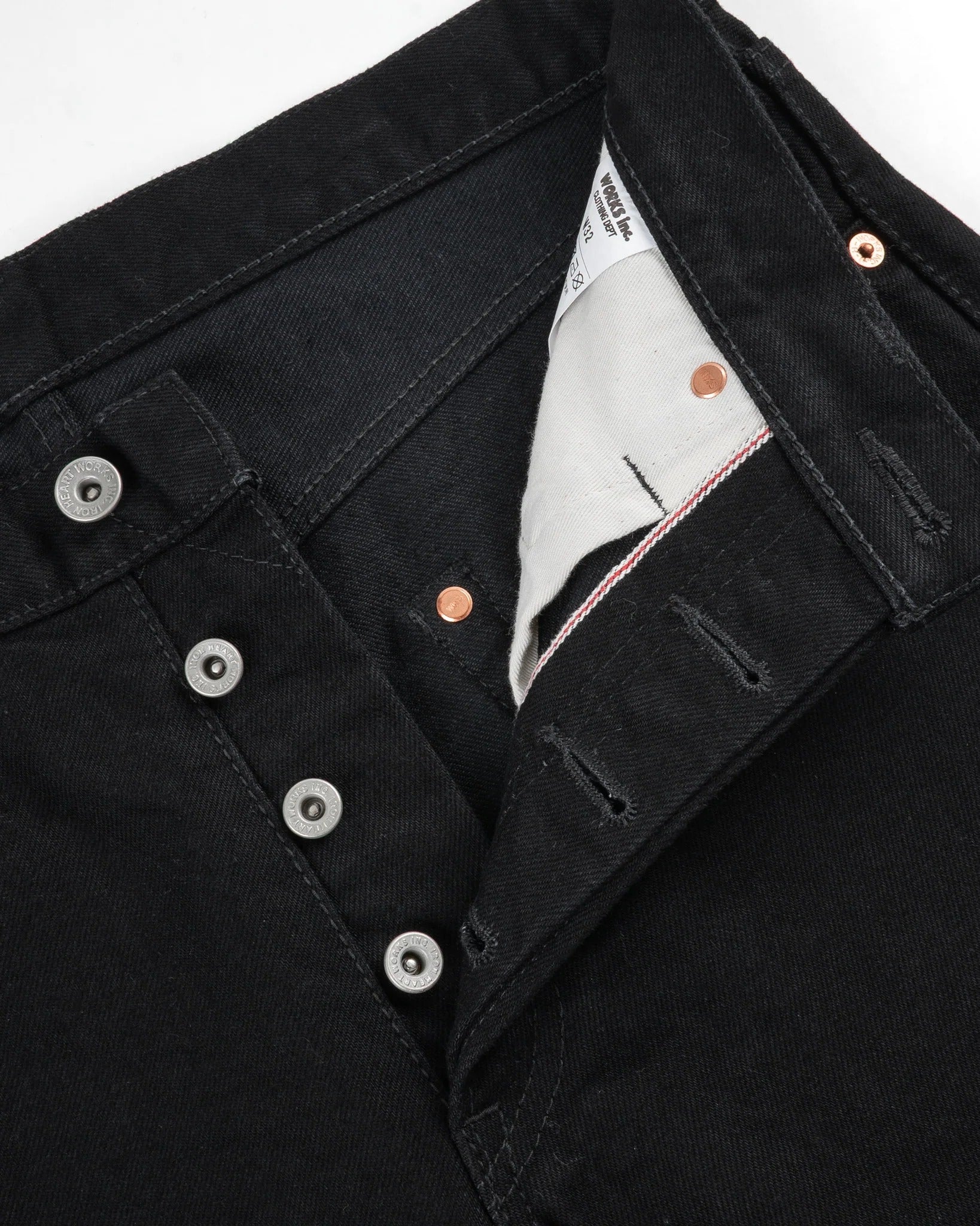Iron Heart IH-634S-142bb 14oz Selvedge Denim Straight Cut Jeans - Black/Black