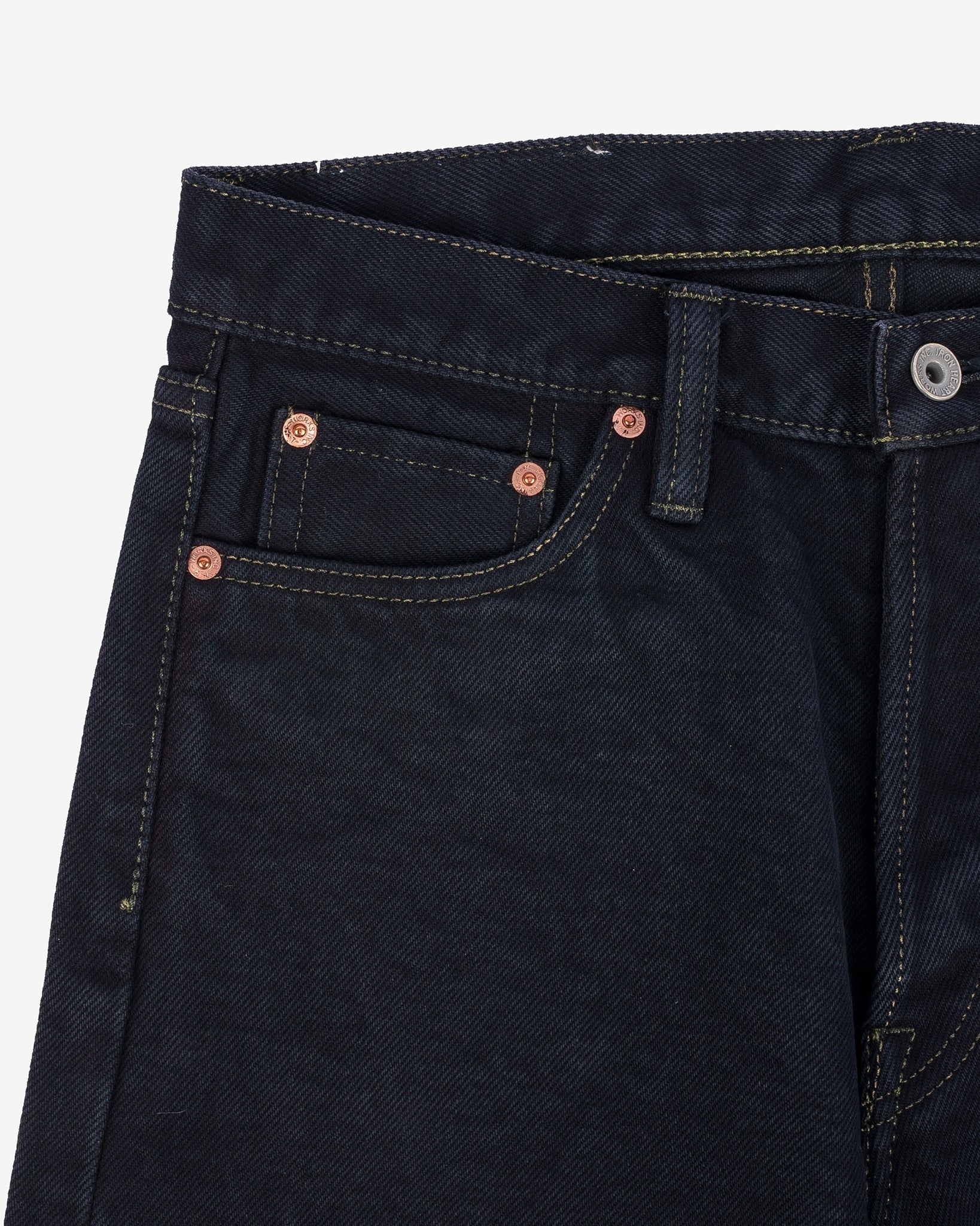 Iron Heart IH-888S-21od Indigo Overdyed Black 21oz. Selvedge Denim - Tapered Cut