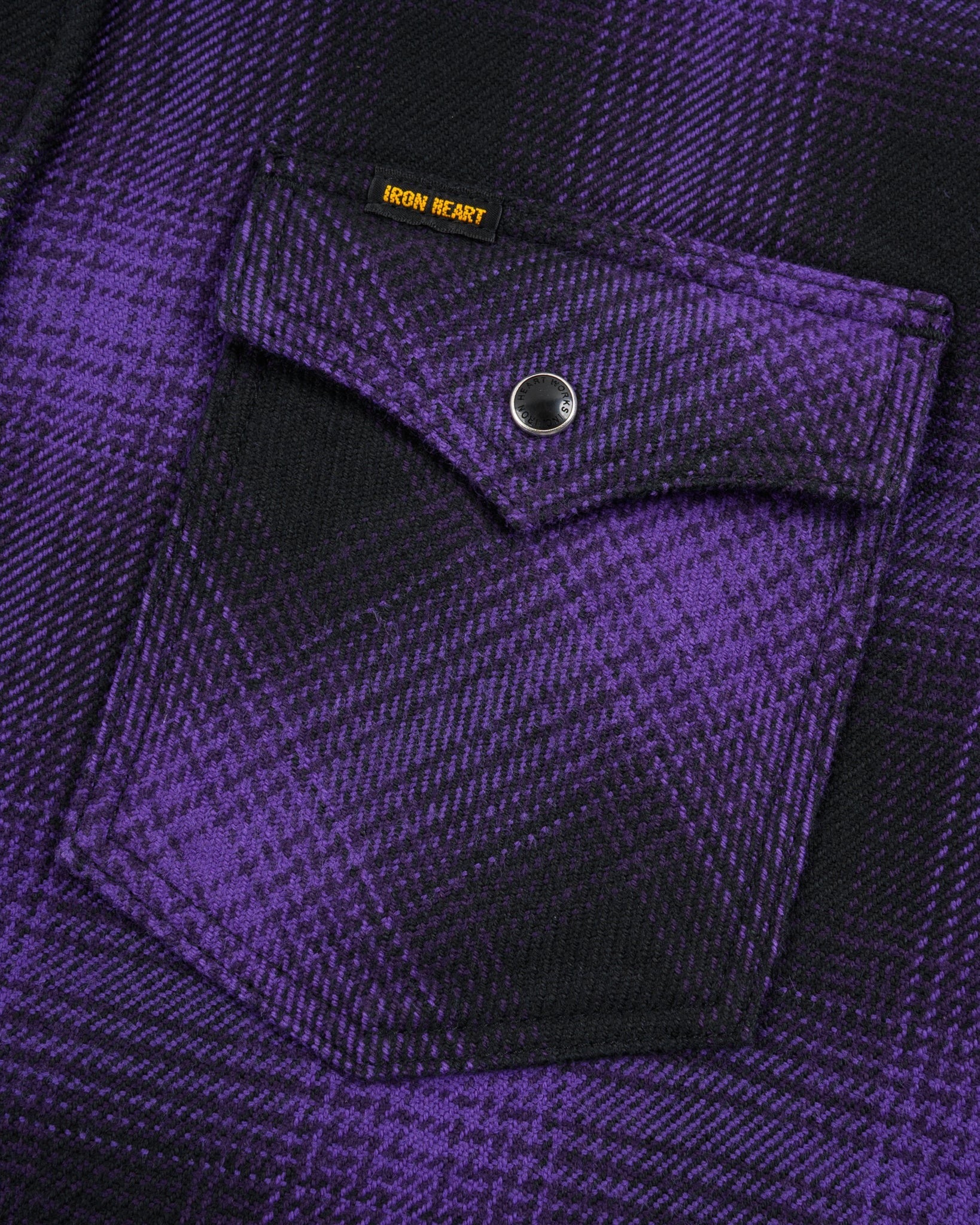 Iron Heart IHSH-264-PUR - Ultra Heavy Flannel Ombré Check Western Shirt - Purple/Black
