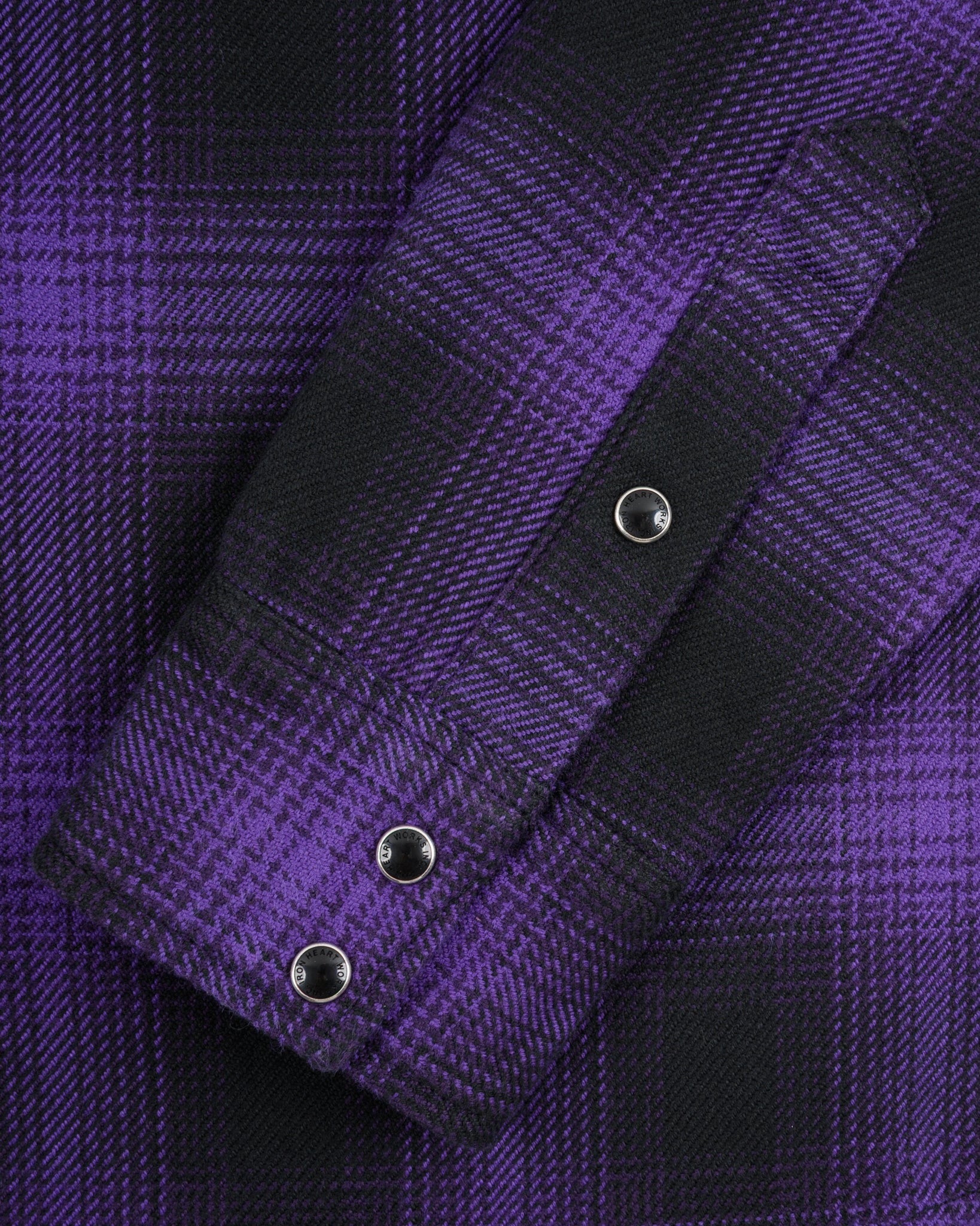 Iron Heart IHSH-264-PUR - Ultra Heavy Flannel Ombré Check Western Shirt - Purple/Black