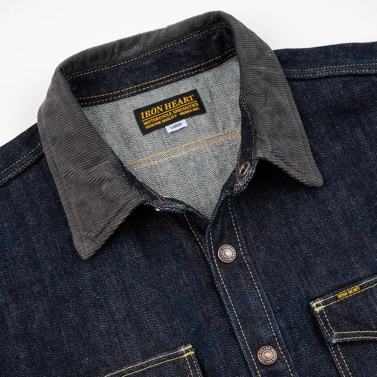 Iron Heart IHSH-427-IND 16oz Selvedge Denim CPO Shirt - Indigo