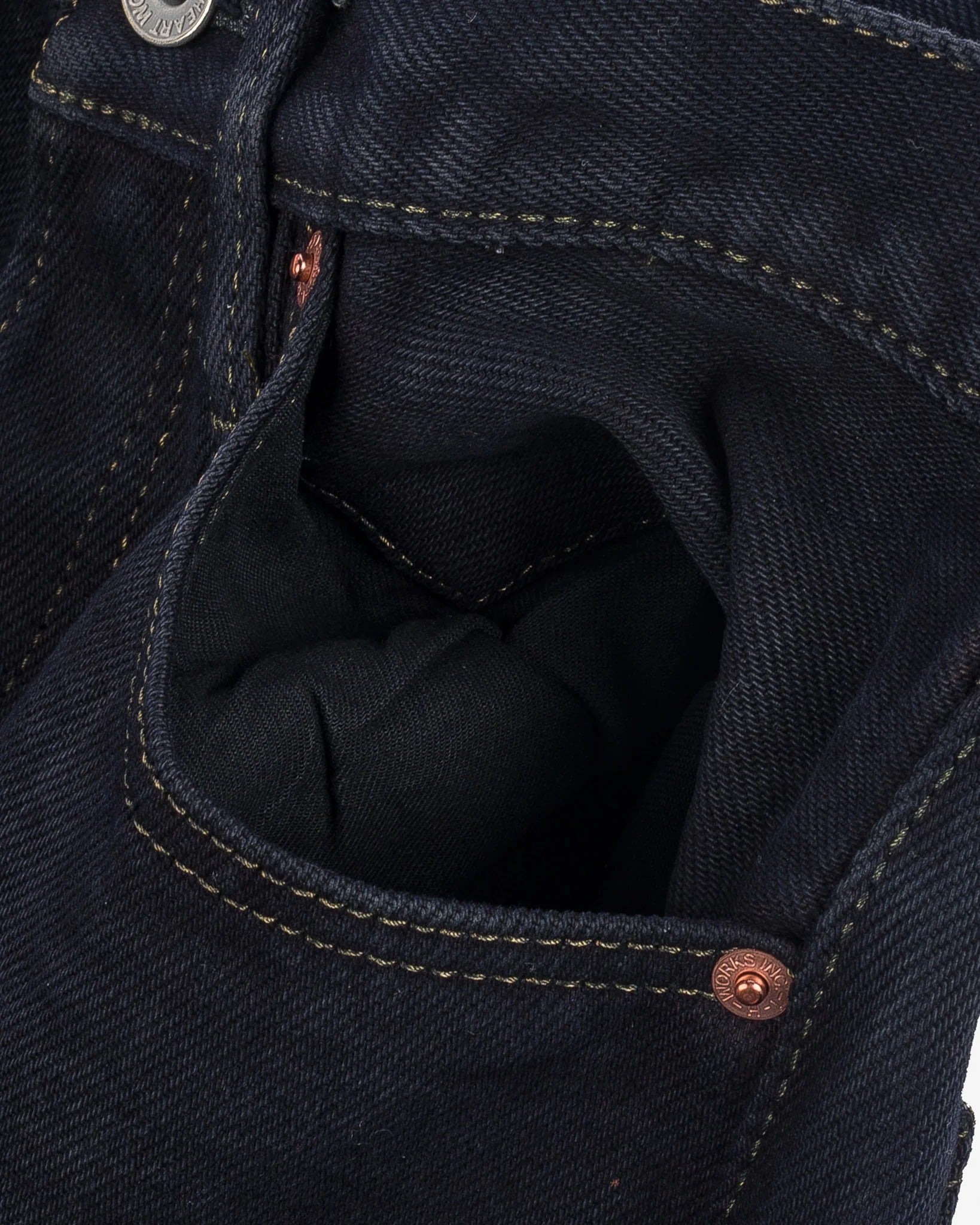 Iron Heart IH-888S-21od Indigo Overdyed Black 21oz. Selvedge Denim - Tapered Cut