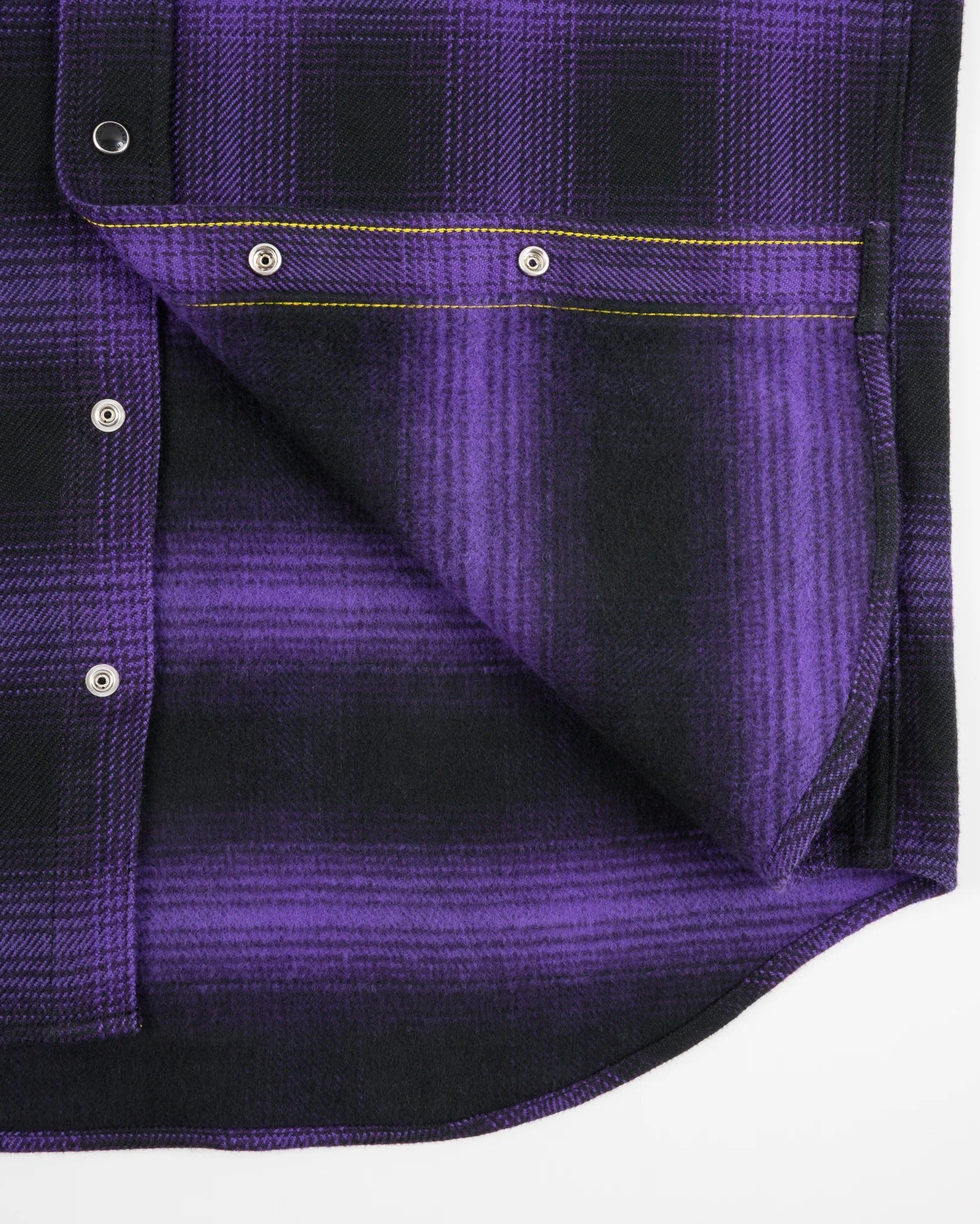Iron Heart IHSH-264-PUR - Ultra Heavy Flannel Ombré Check Western Shirt - Purple/Black
