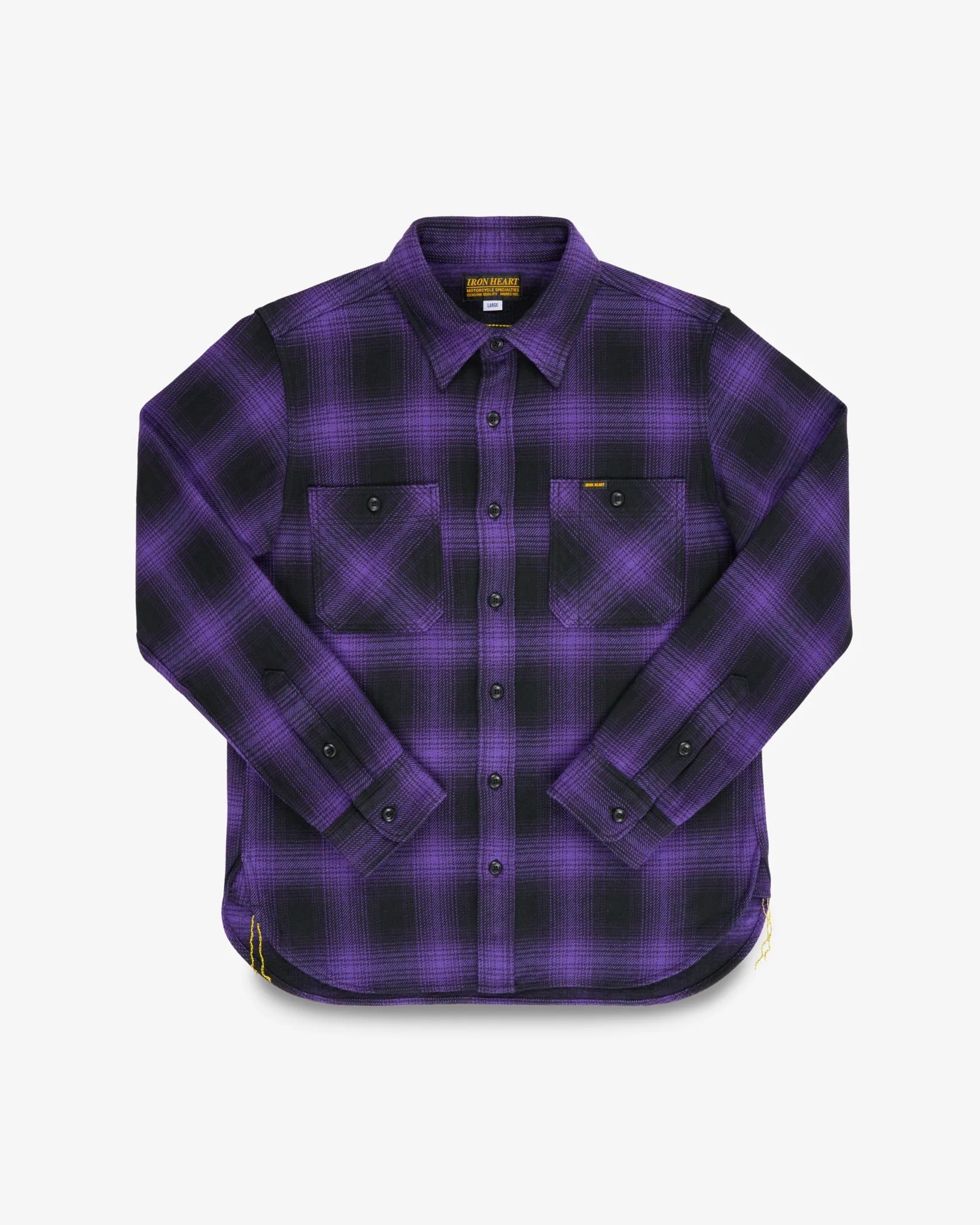 Iron Heart IHSH-265-PUR - Ultra Heavy Flannel Ombré Check Work Shirt - Purple/Black