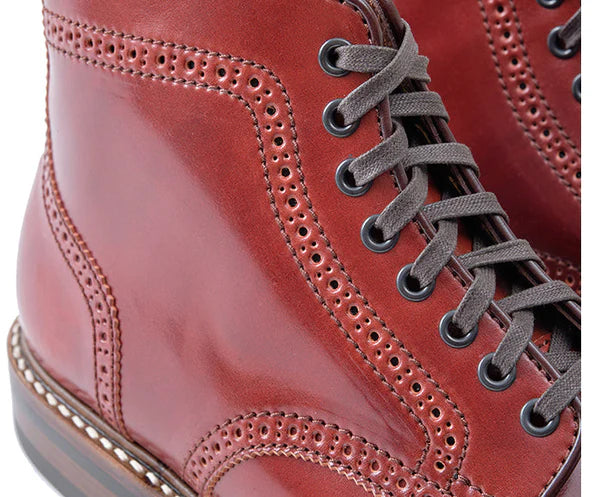 (Pre-Order FW25) John Lofgren Glover Brogues - Shinki Hikaku Shell Cordovan Red Brown