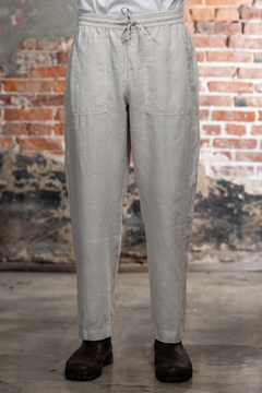 Merz b. Schwanen PANTS05LI Linen Workers Drawstring Pants - Light