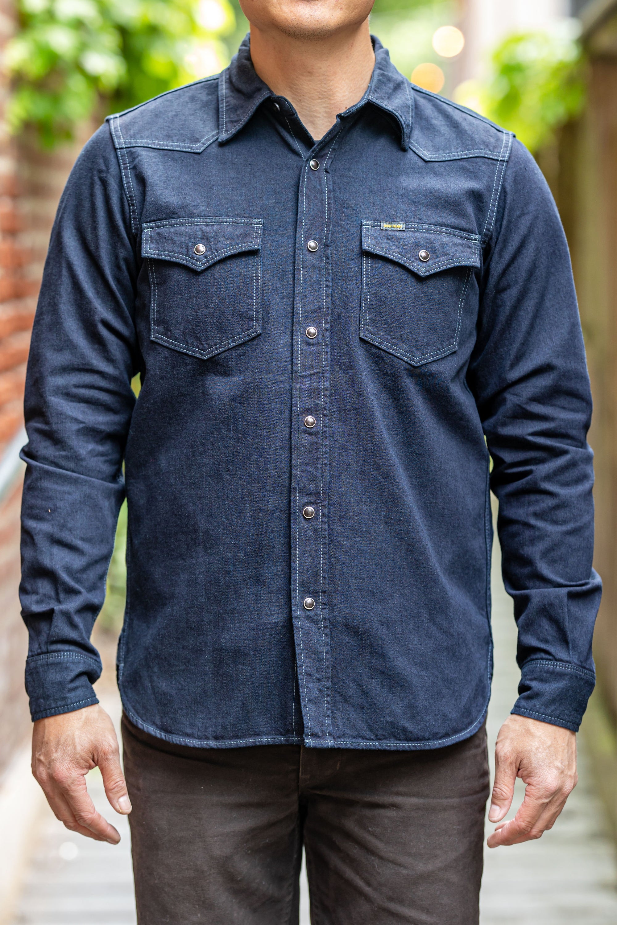 IHSH-321-OD 10oz Selvedge Denim Western Shirt Indigo Overdyed