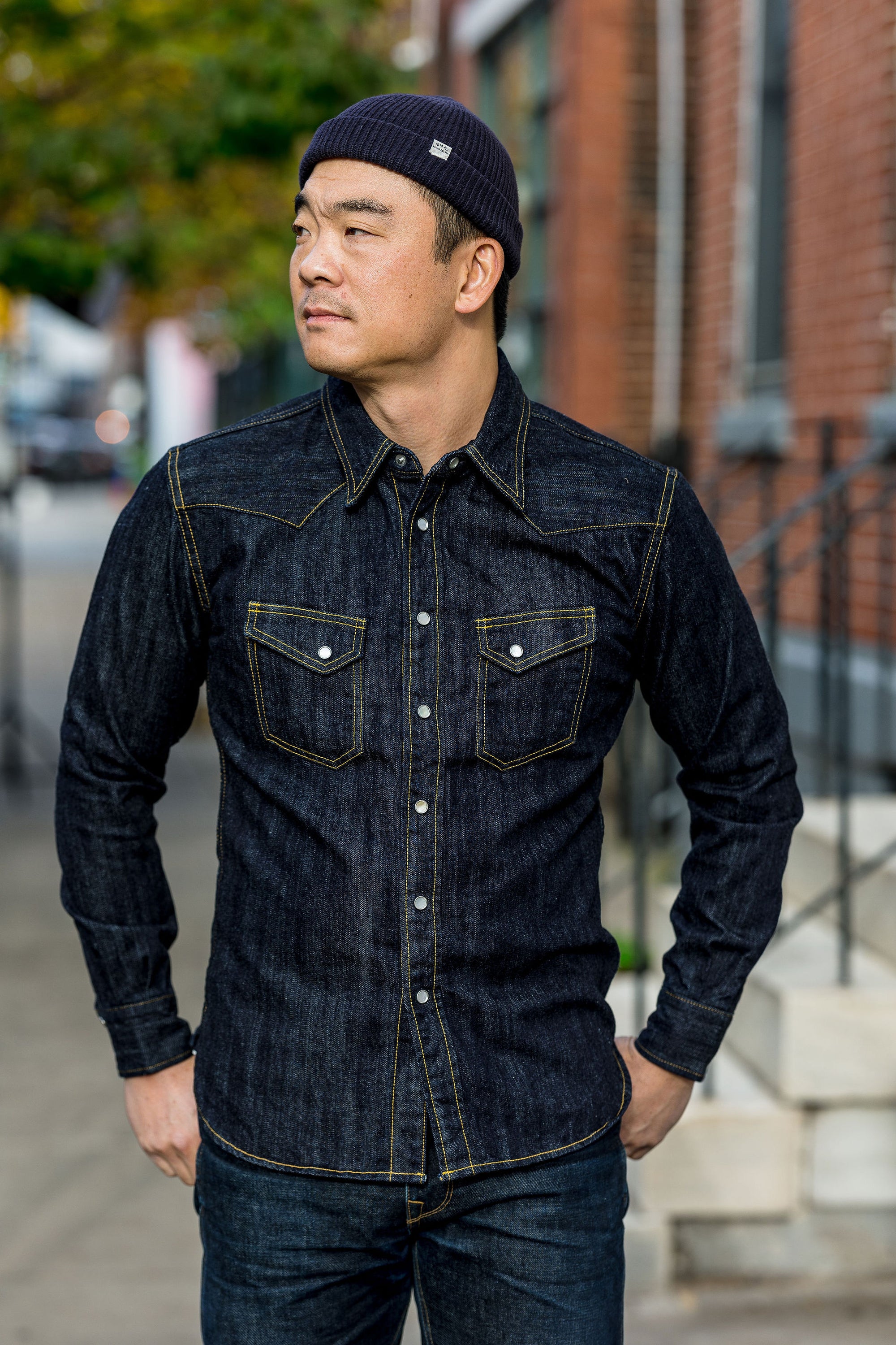 The Flat Head FN-SDW-001L Denim Western Shirt - 10oz Selvedge Denim -  Franklin & Poe