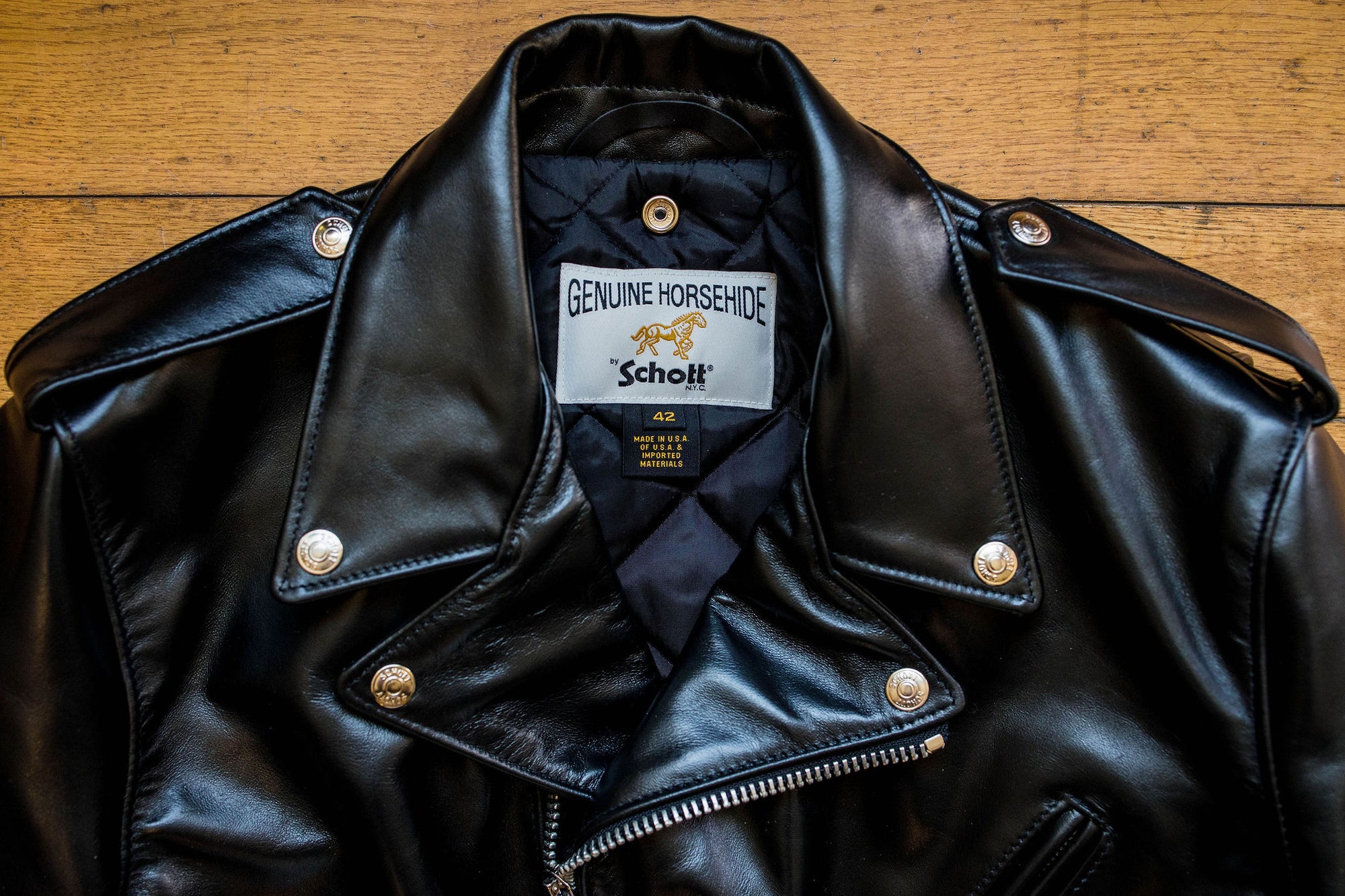 Schott NYC 618HH Horsehide Perfecto Leather Jacket Black